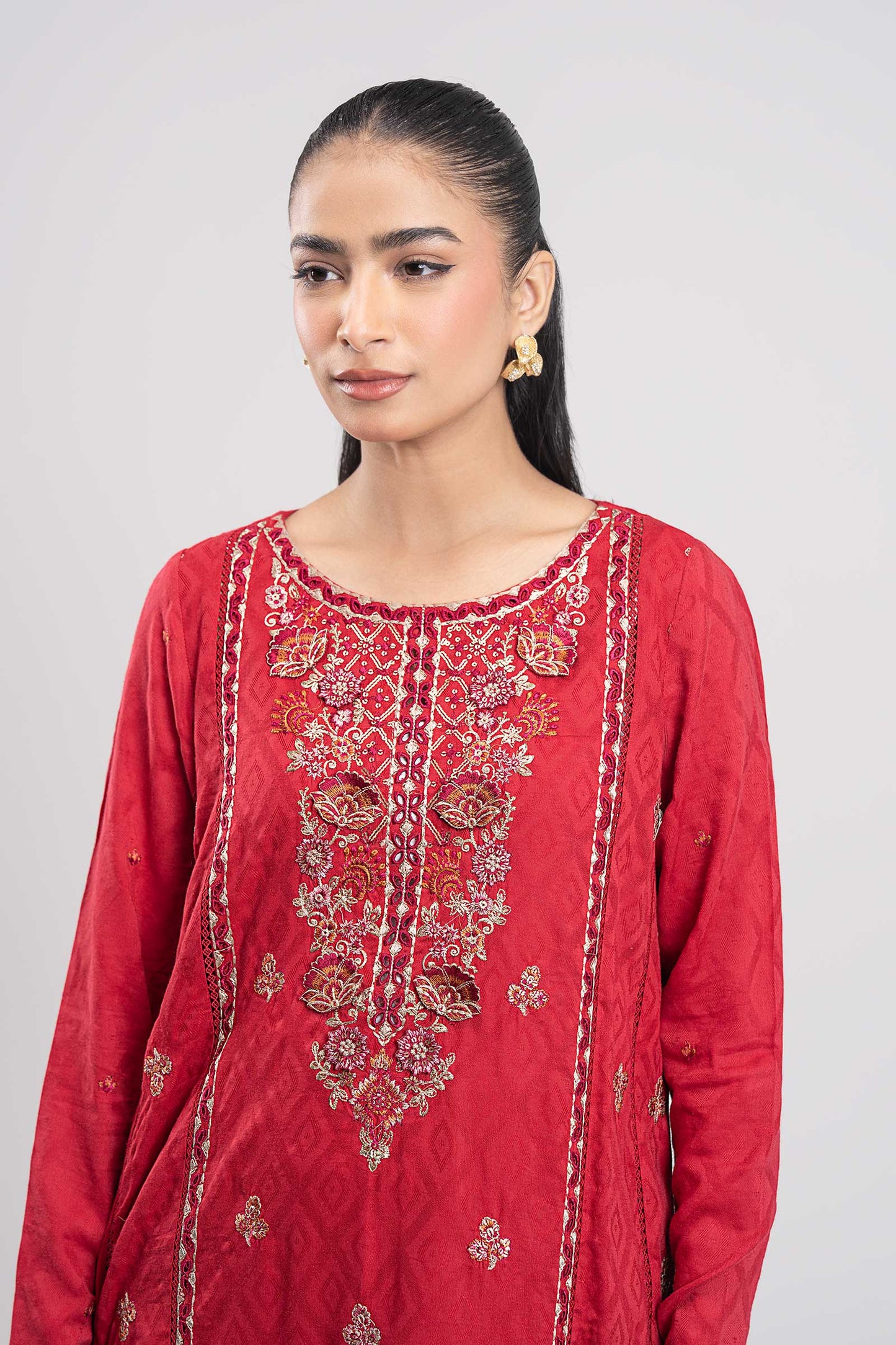 3 Pc Embroidered Mesh Lurex Dots Suit