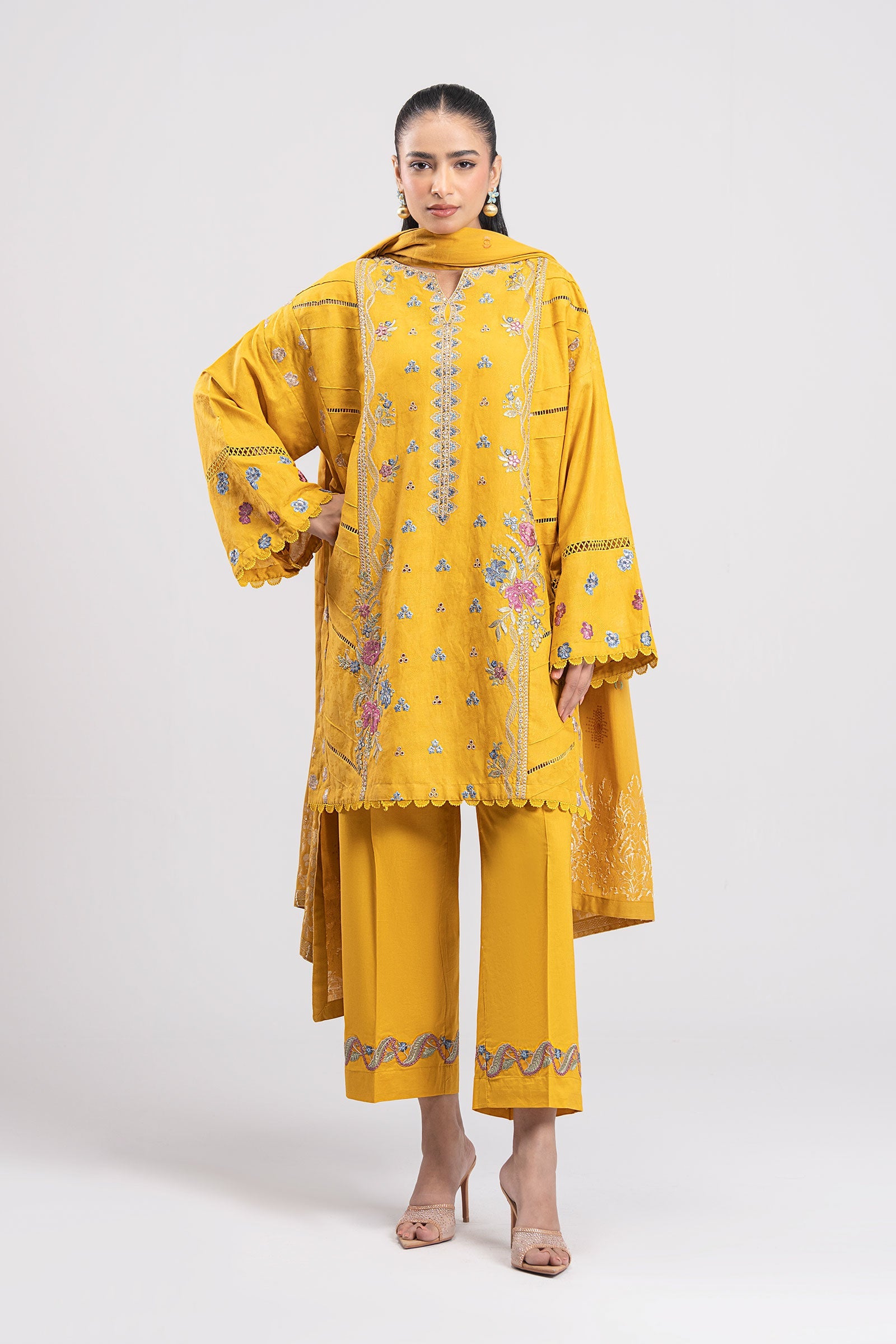 3 Pc Printed Silk Suit