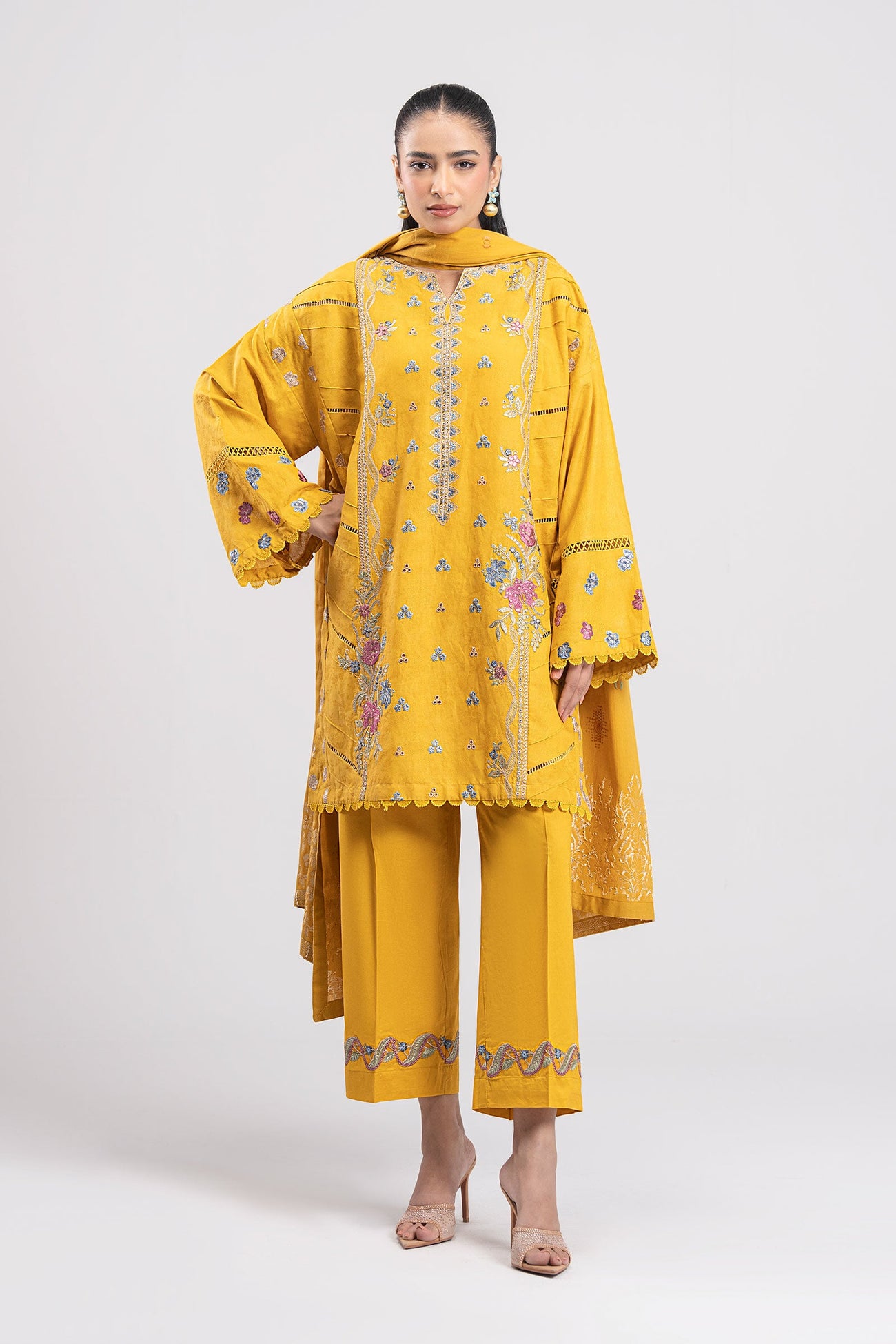 3 Pc Printed Silk Suit