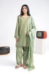 3 Pc Embroidered Lurex Stripe Suit