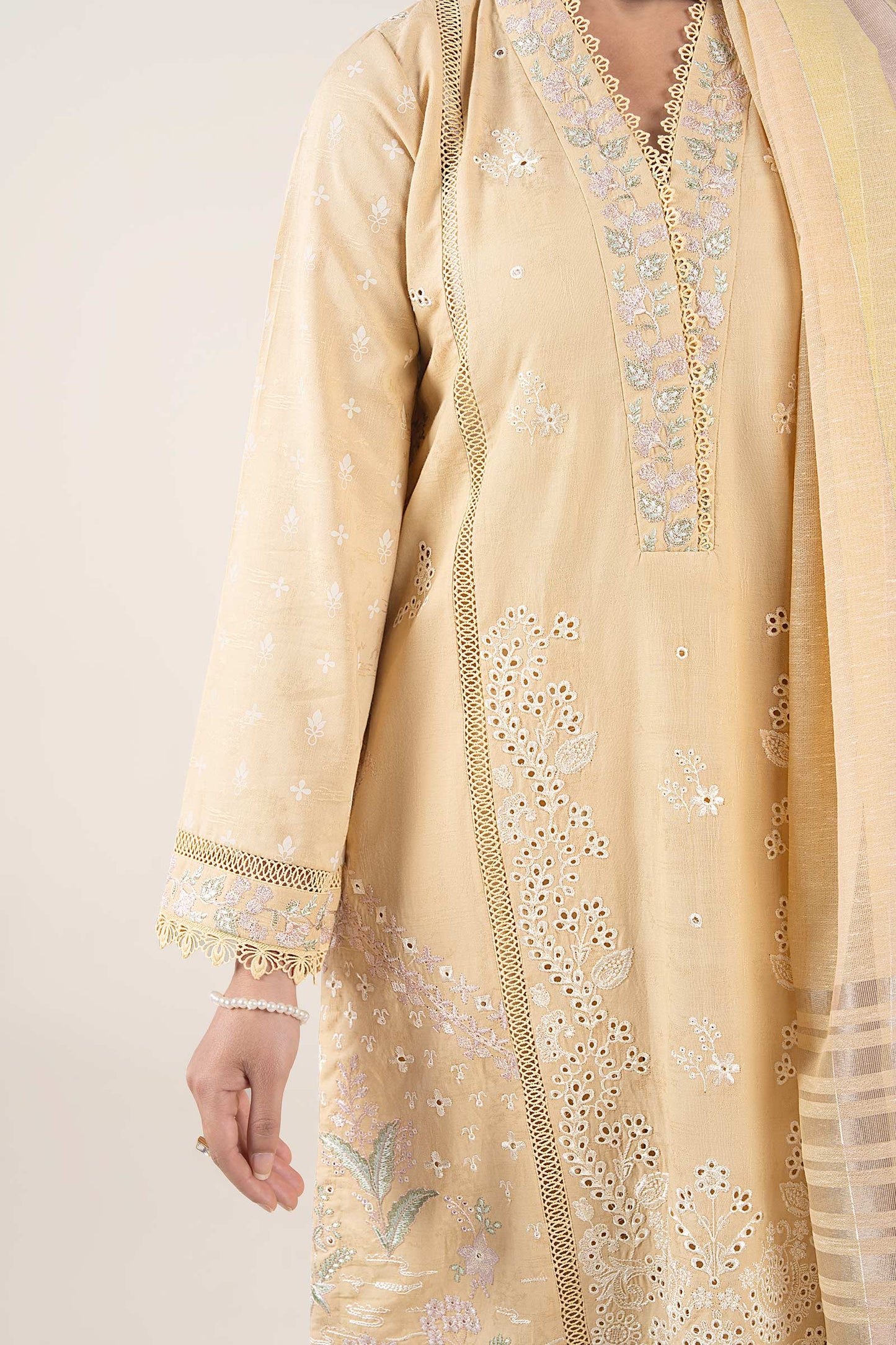 3 Pc Embroidered Dobby Suit