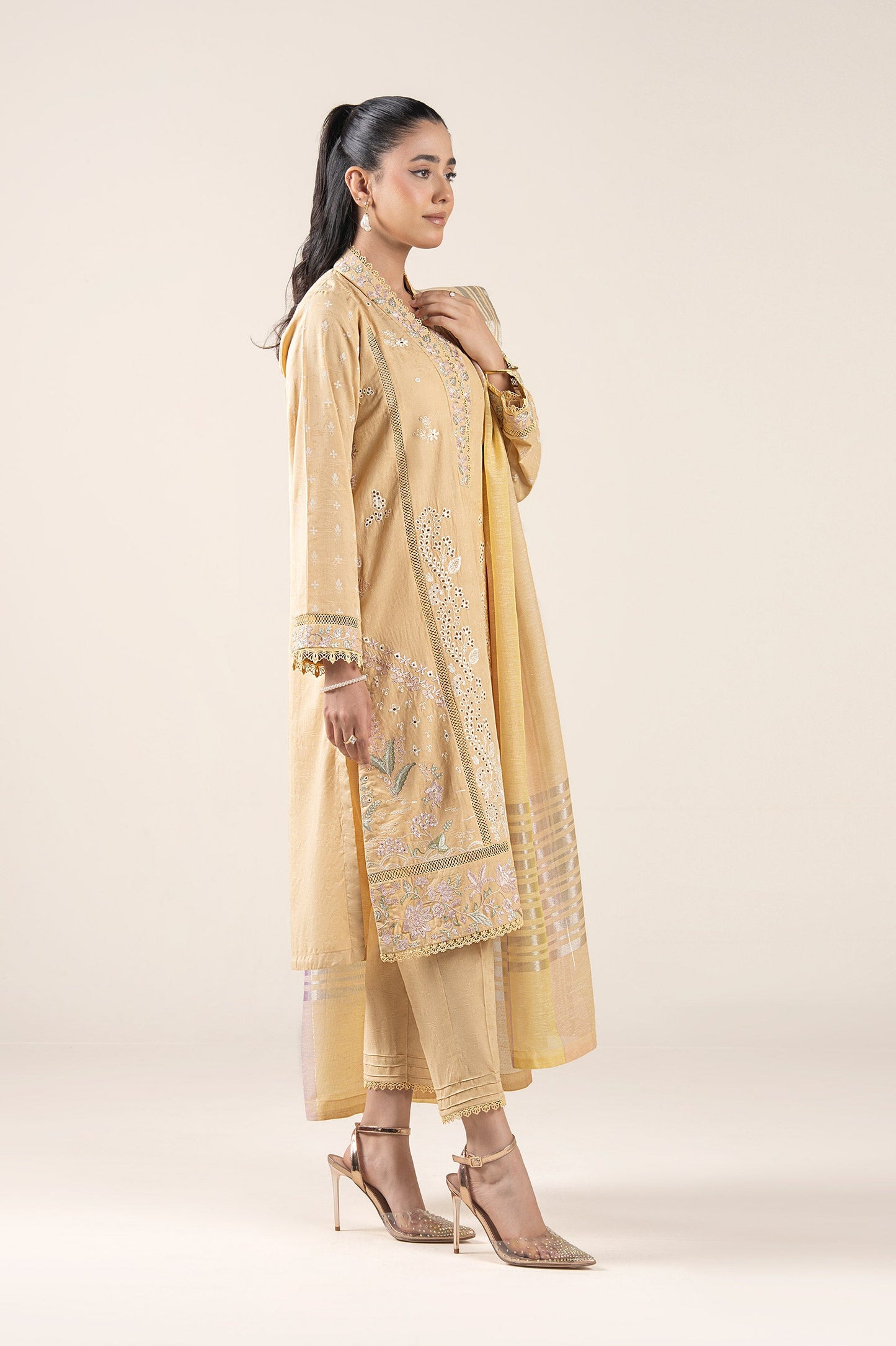 3 Pc Embroidered Dobby Suit