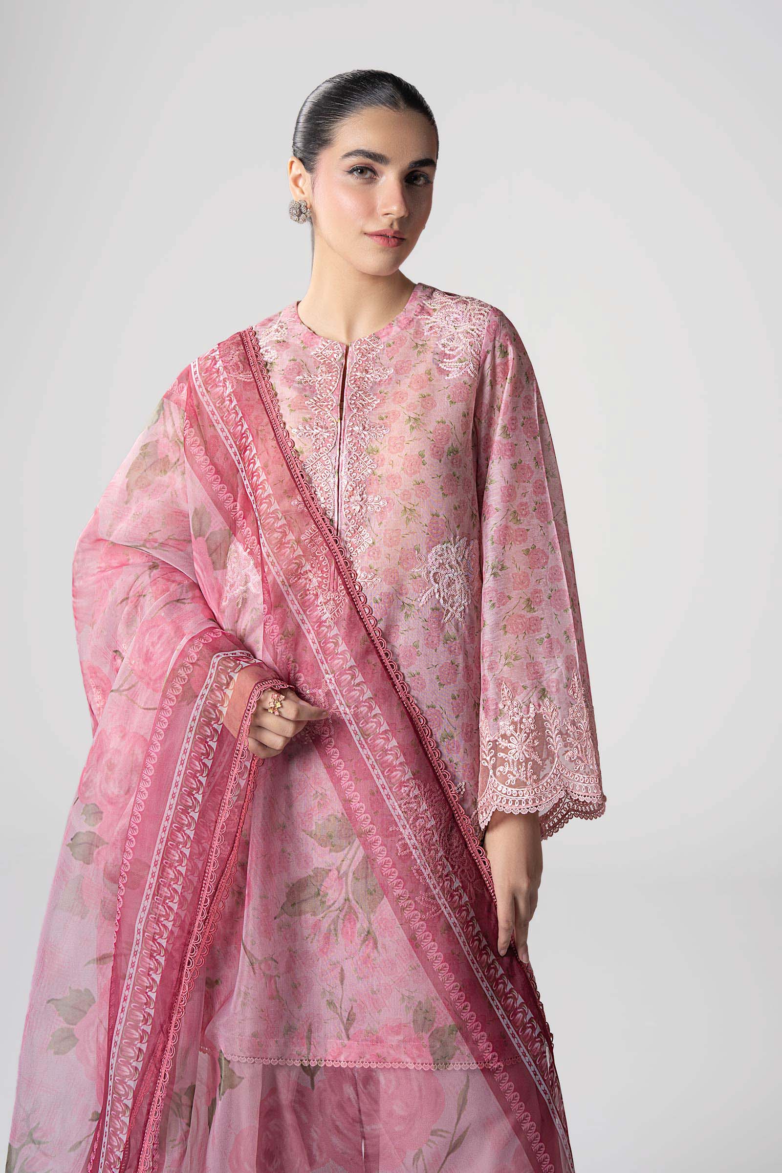 3 Pc Embroidered Cotton Tissue Suit