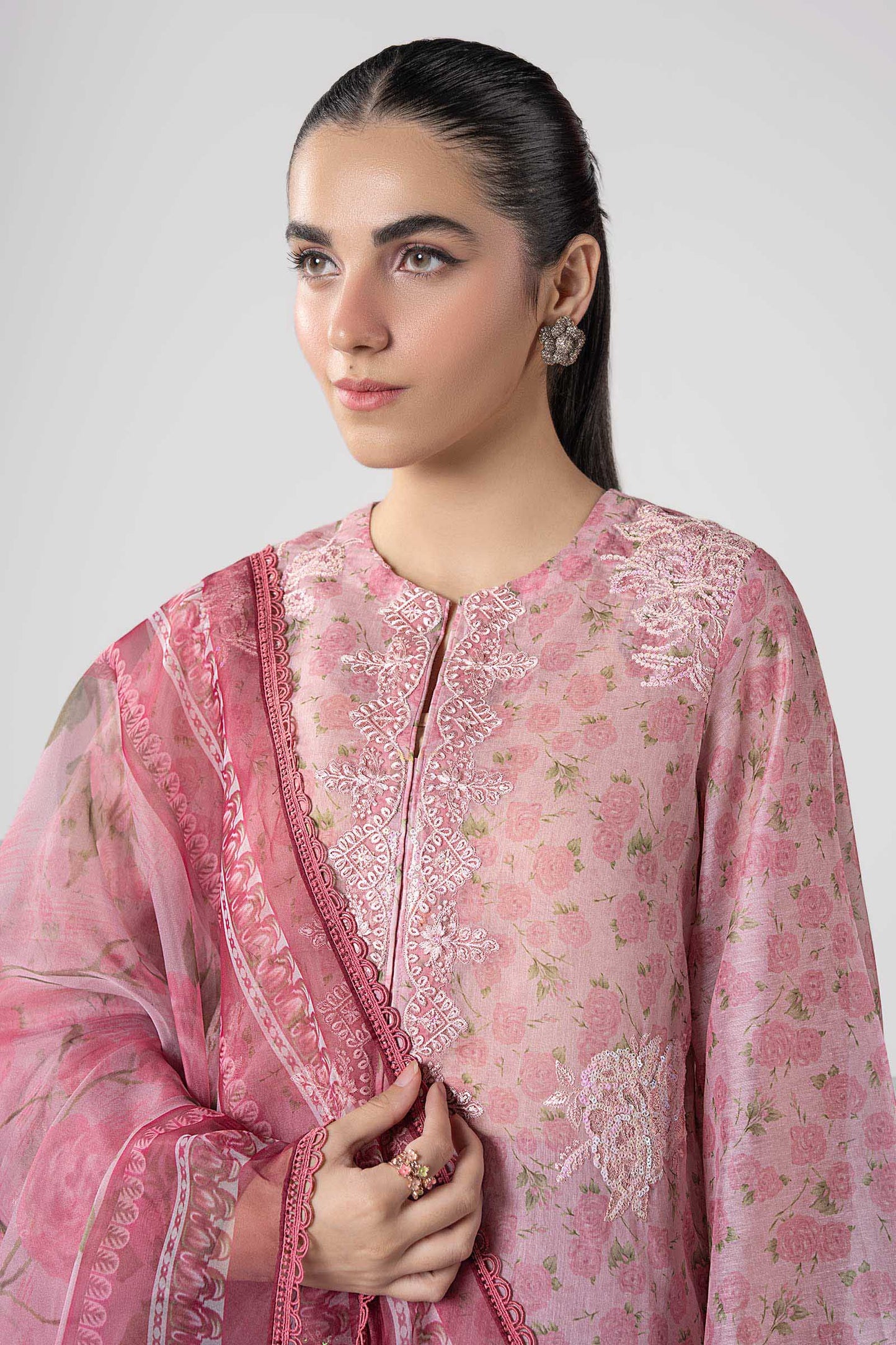 3 Pc Embroidered Cotton Tissue Suit