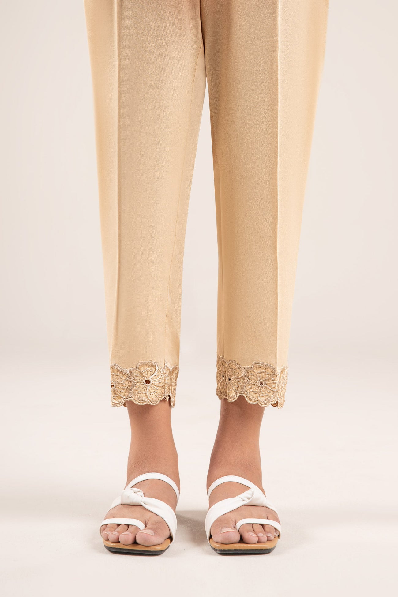 Embroidered Cotton Viscose Trouser