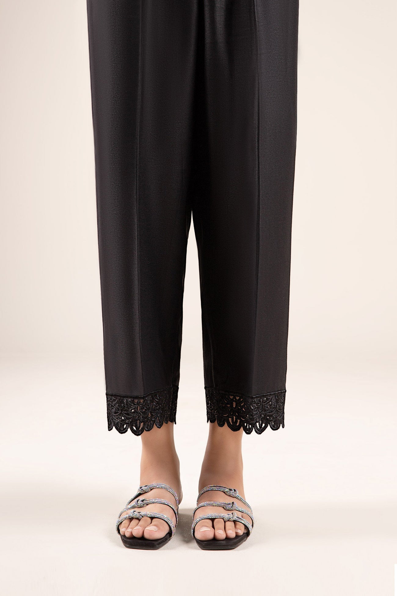 Embroidered Cotton Viscose Trouser