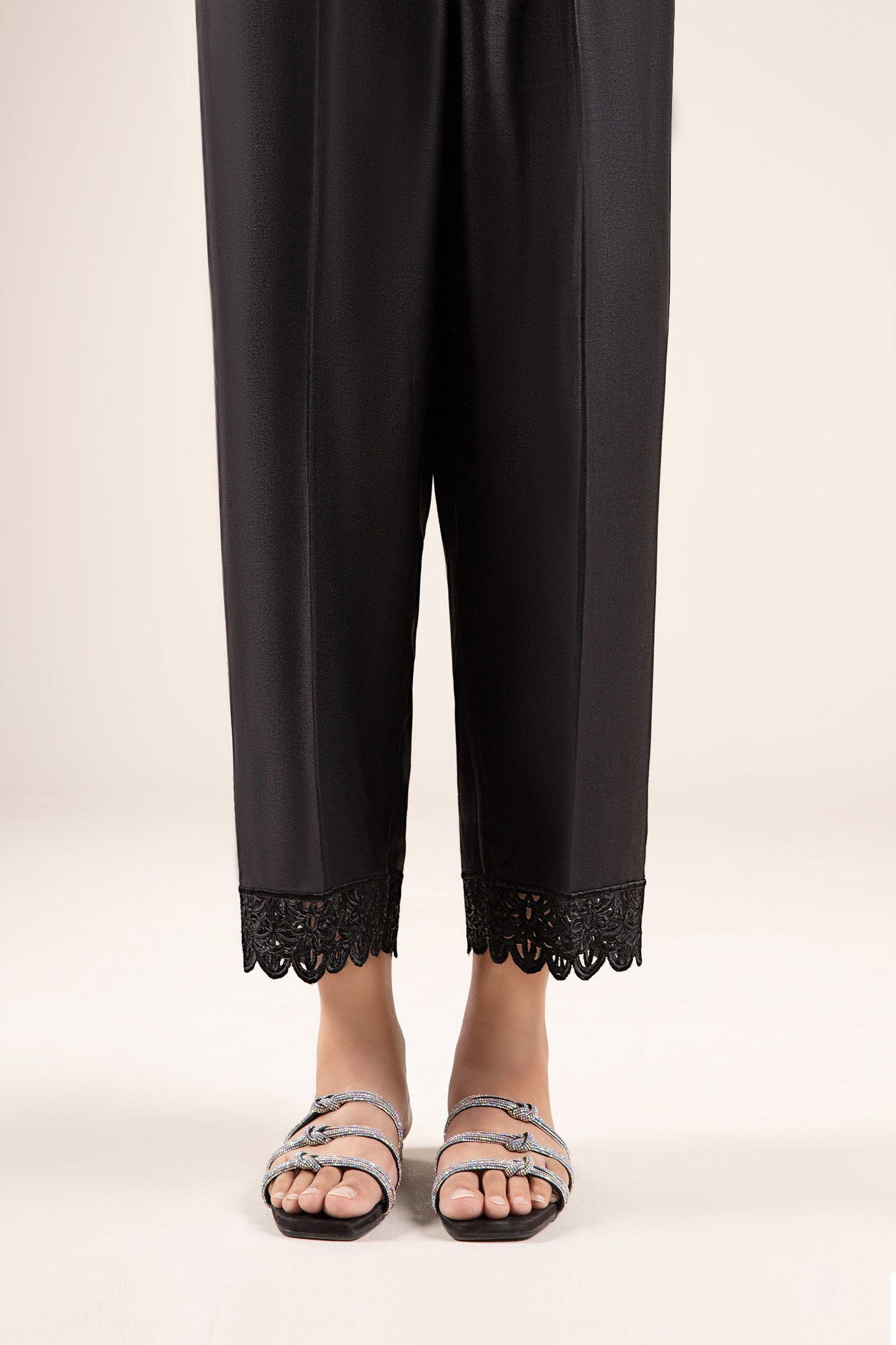 Embroidered Cotton Viscose Trouser