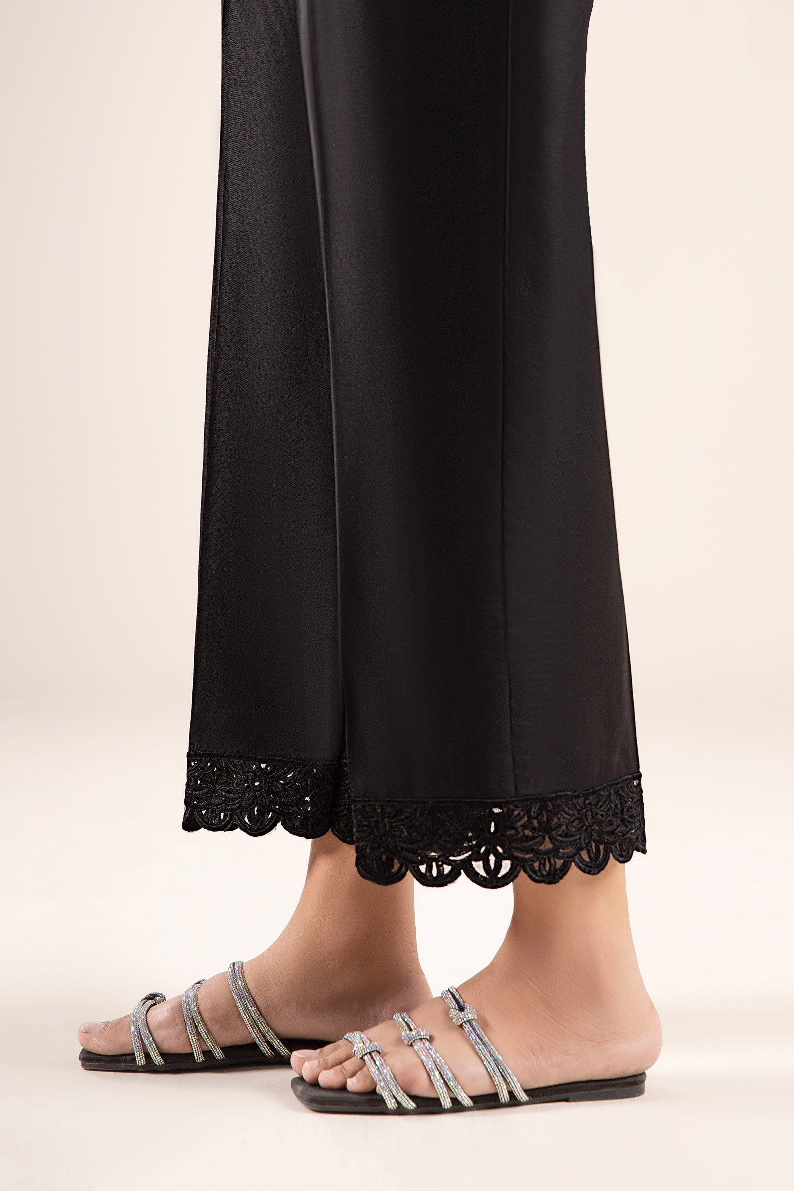 Embroidered Cotton Viscose Trouser