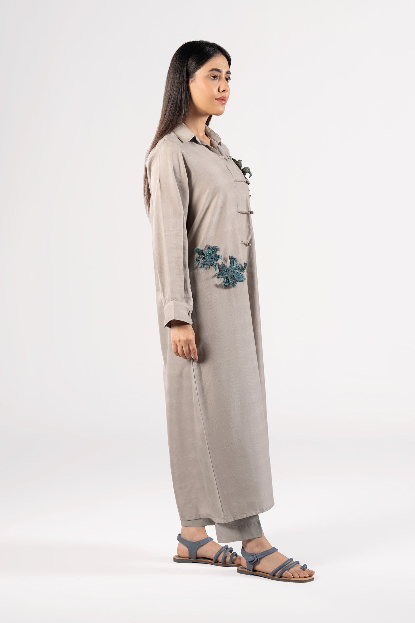 Embroidered Textured Cotton Shirt