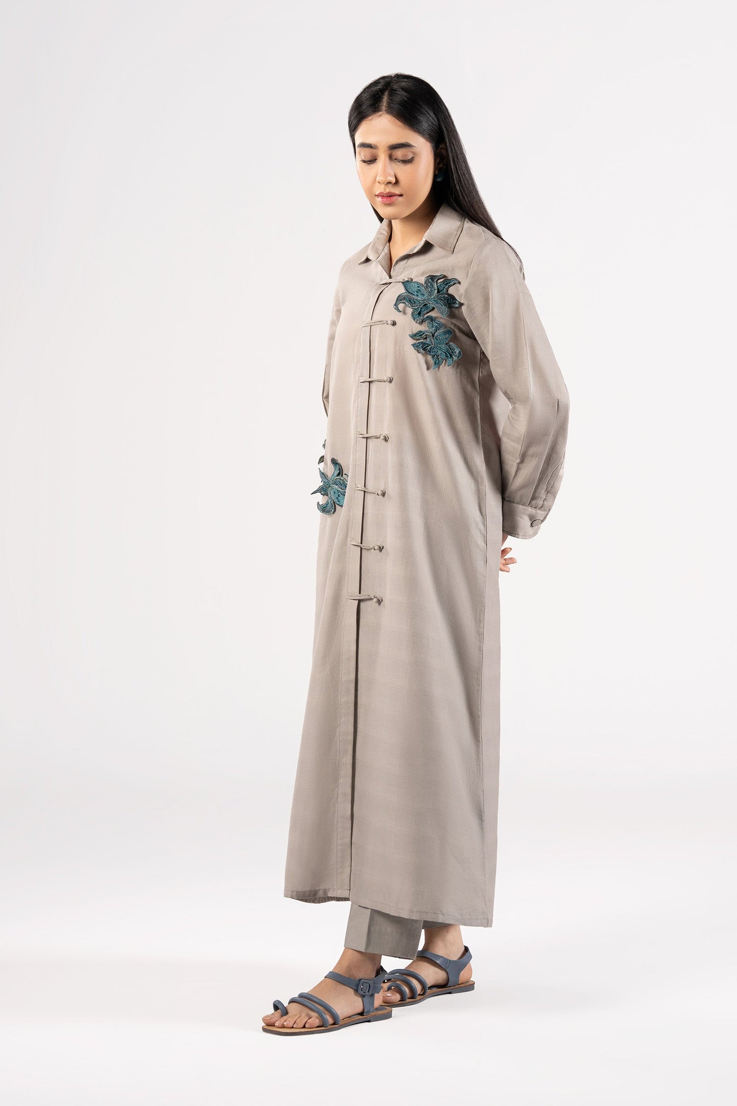 Embroidered Textured Cotton Shirt