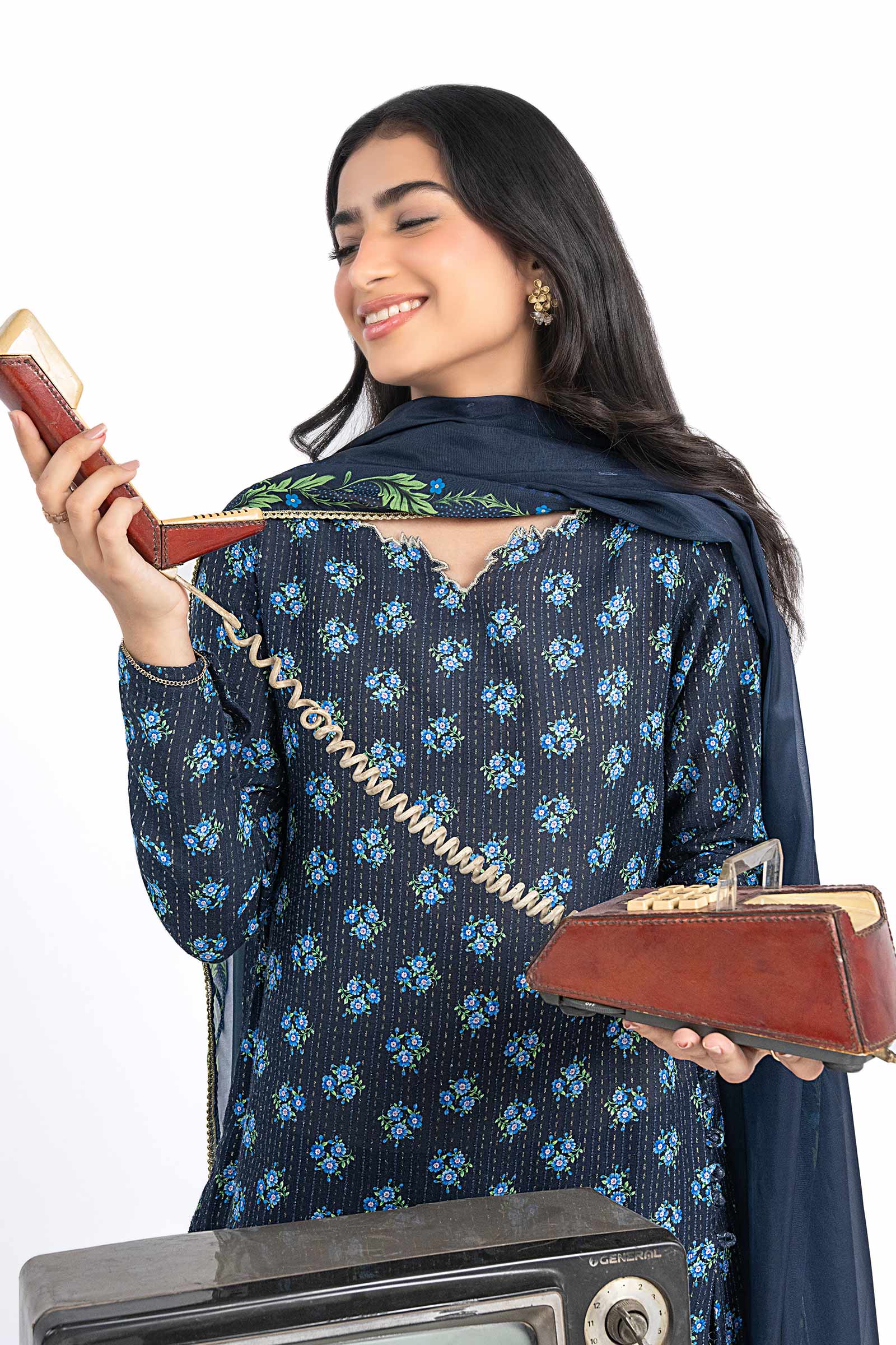 2 Pc Printed Lurex Cotton Suit