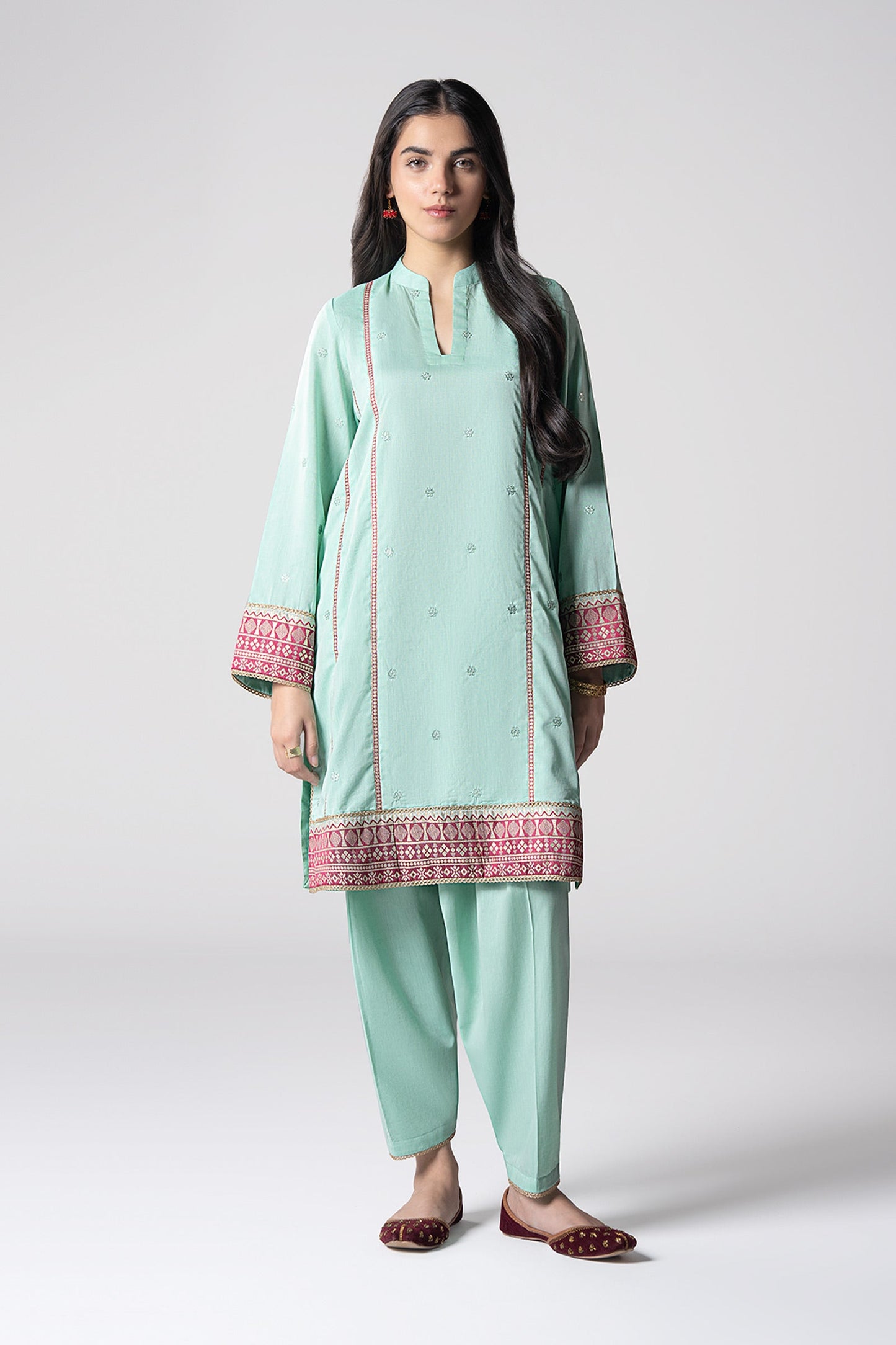 2 Pc Embroidered Two Tone Suit