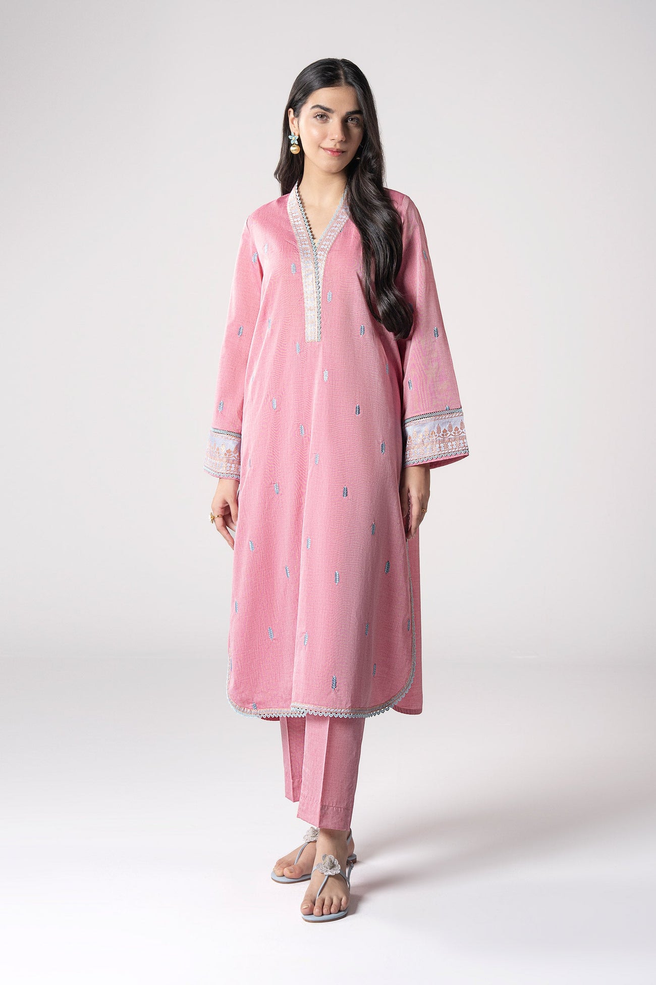 2 Pc Embroidered Two Tone Suit