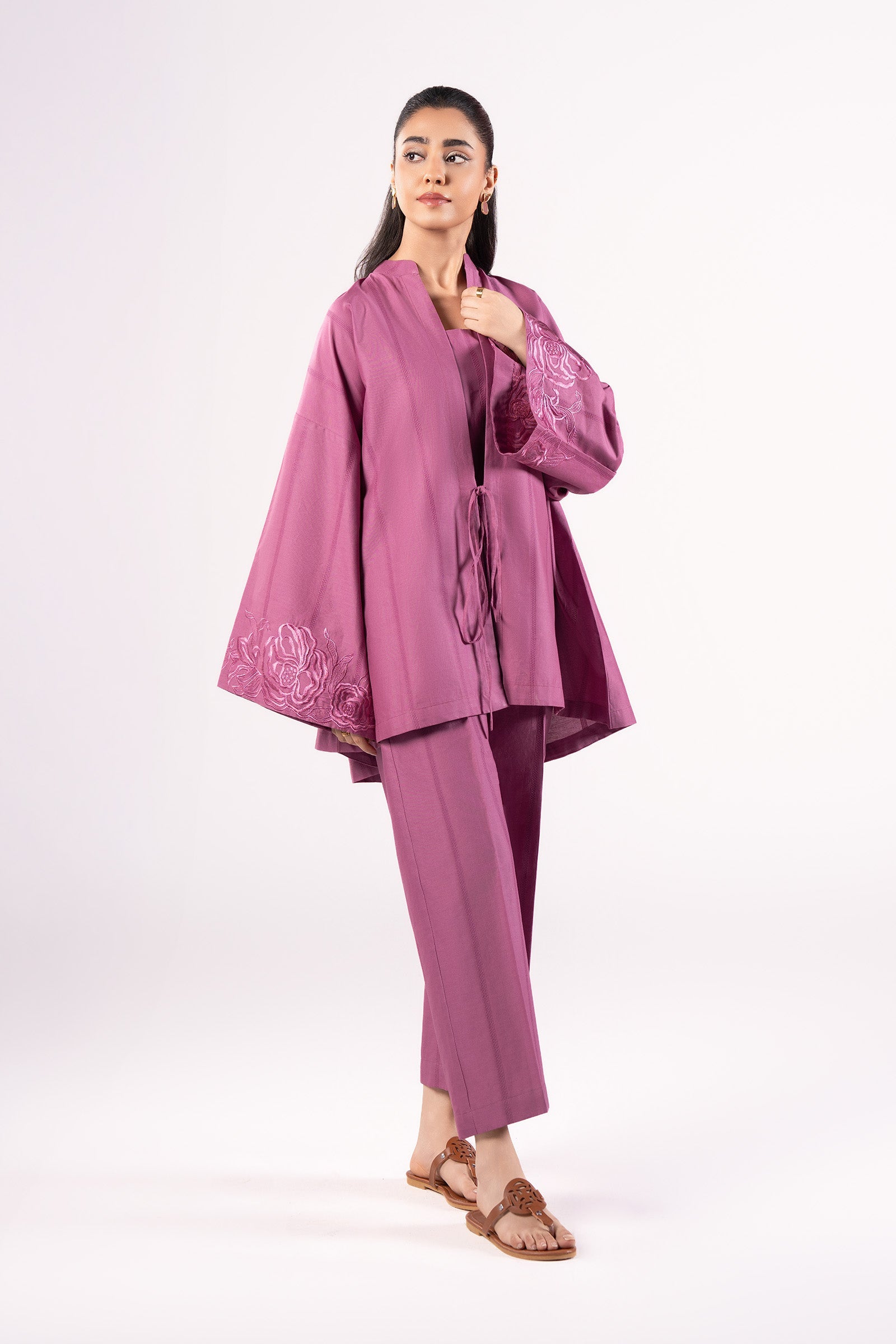 2 Pc Dyed Textured Cotton Suit