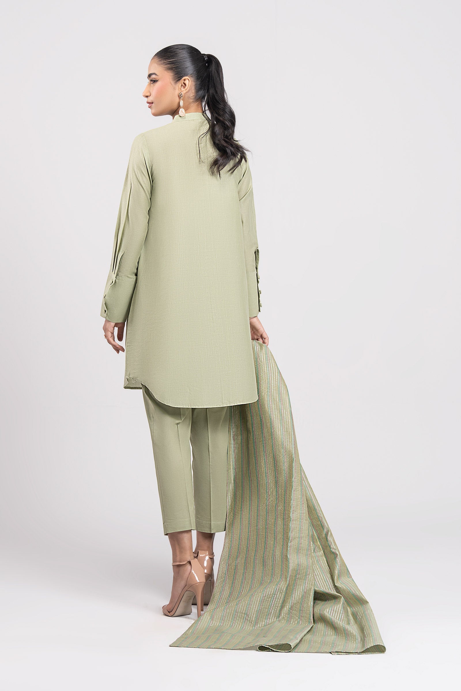 3 Pc Embroidered Lurex Cotton Suit