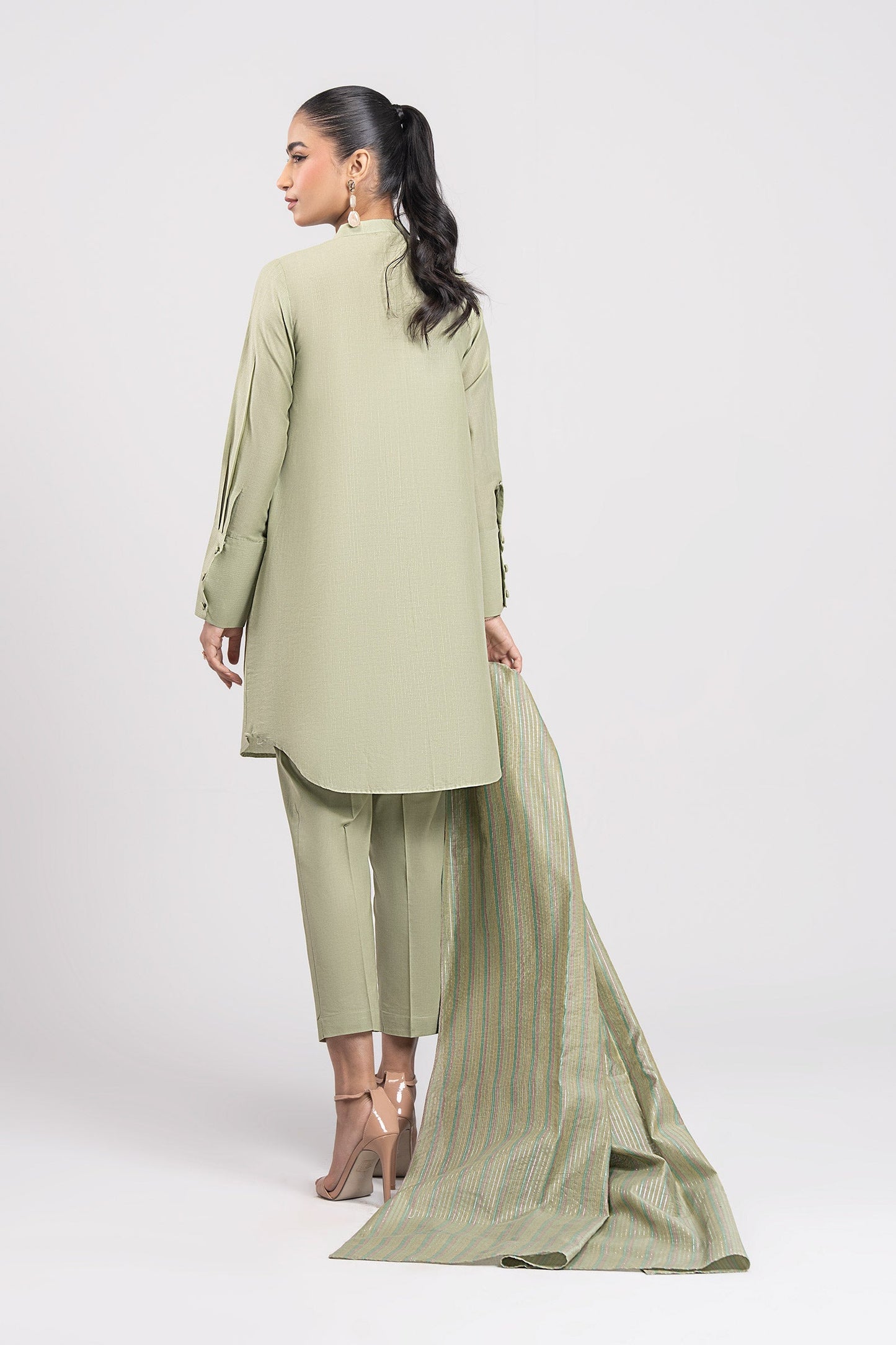 3 Pc Embroidered Lurex Cotton Suit