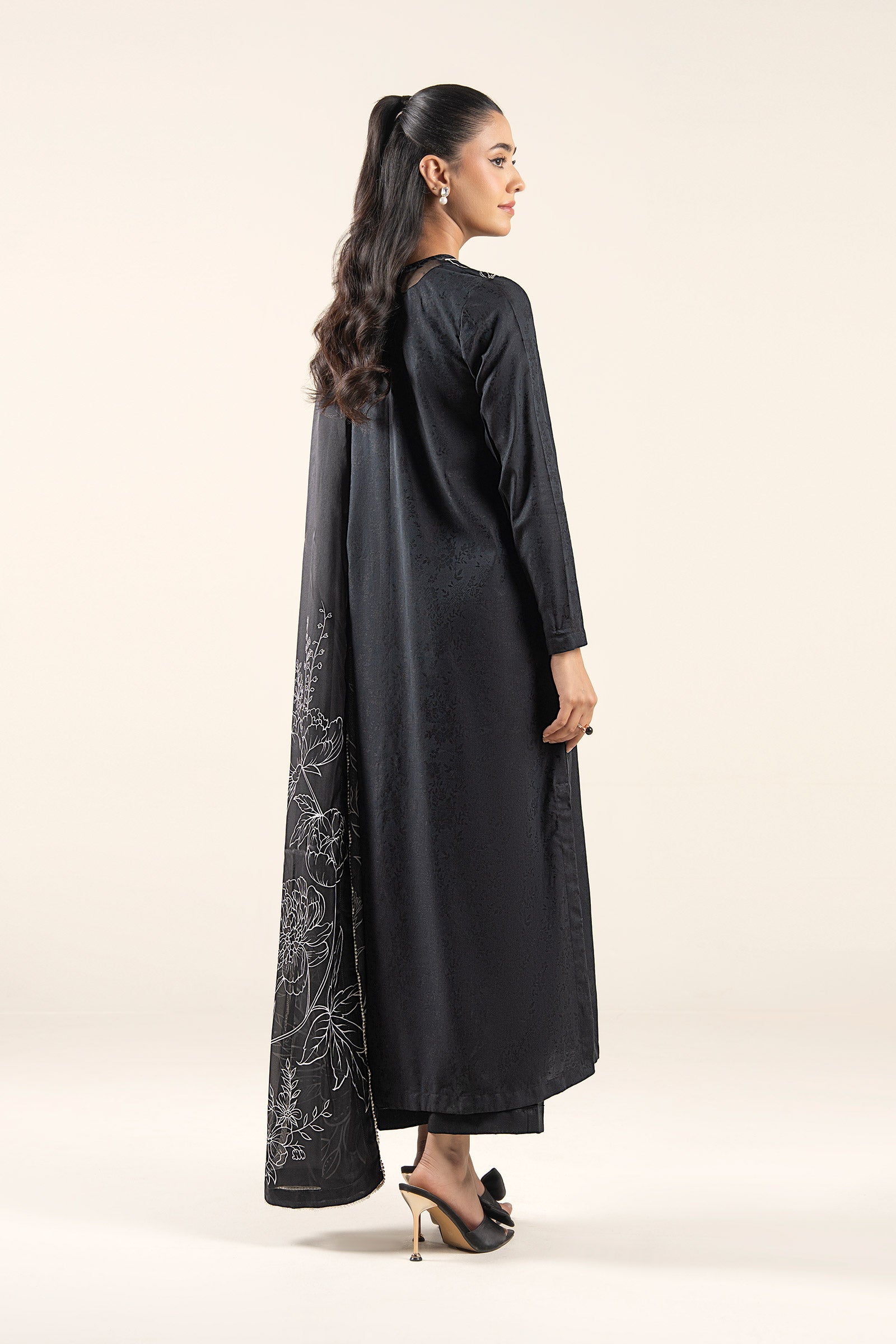 3 Pc Embroidered Dobby Viscose Suit