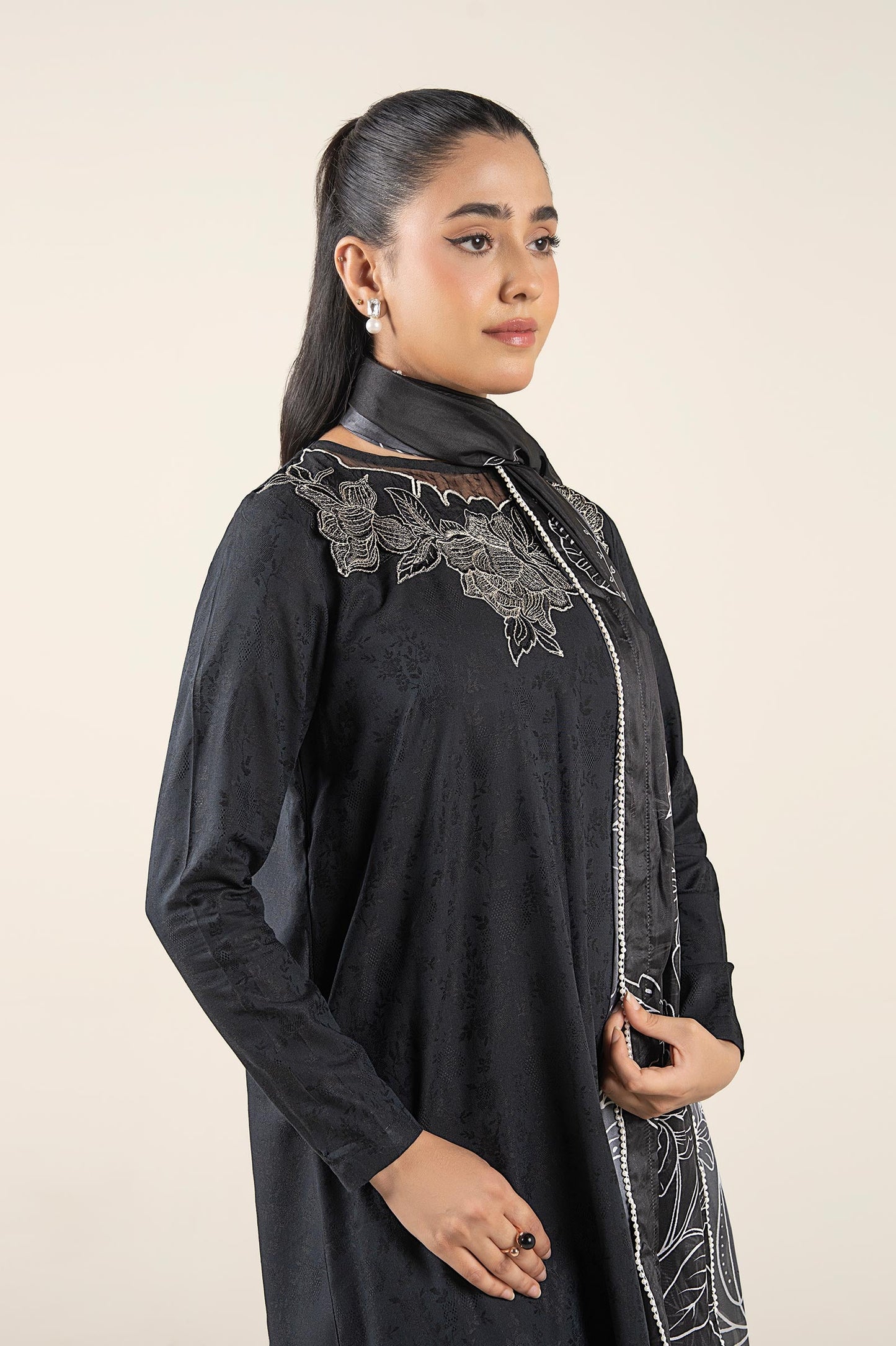 3 Pc Embroidered Dobby Viscose Suit