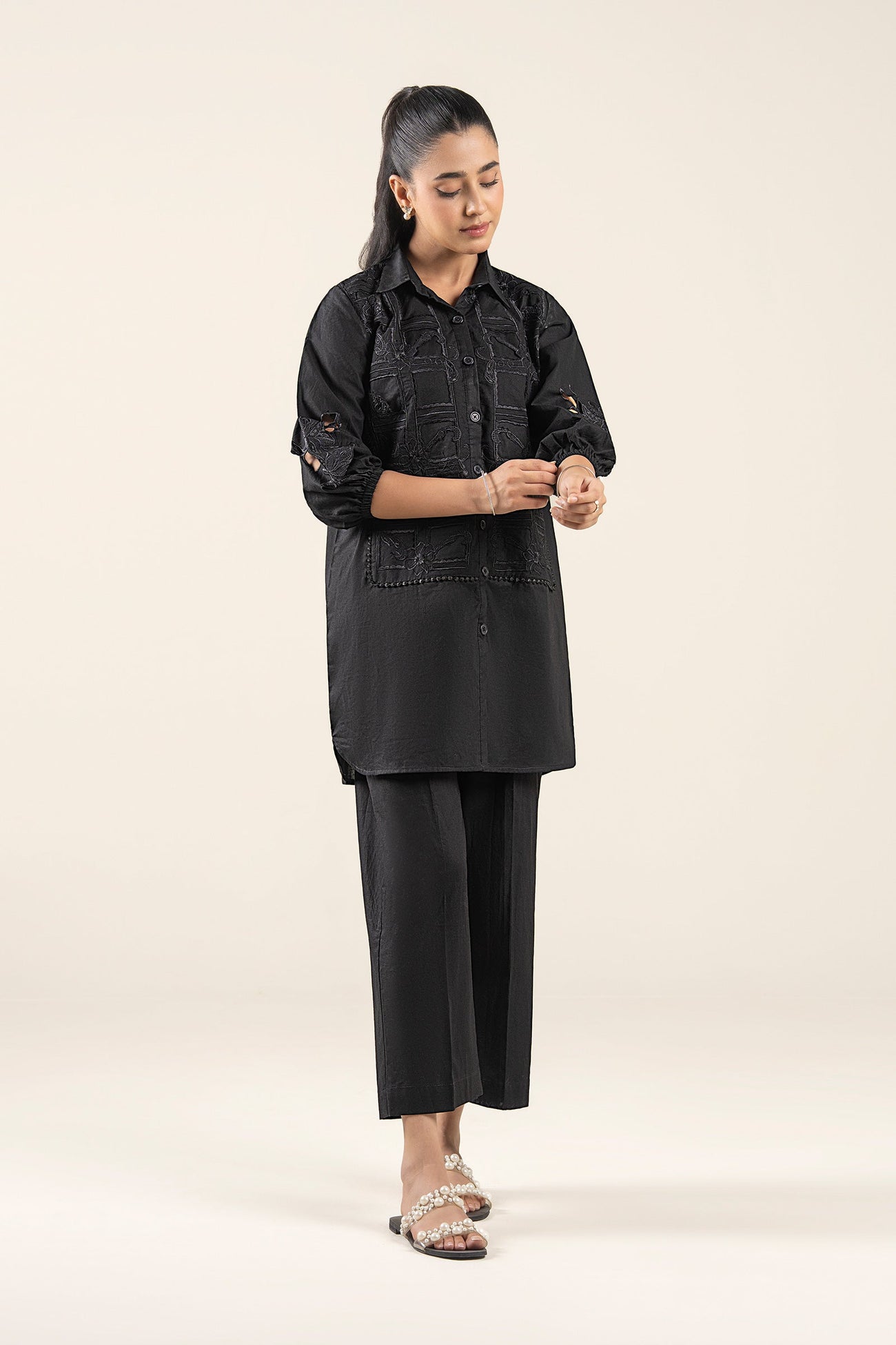 2 Pc Embroidered Cambric Suit