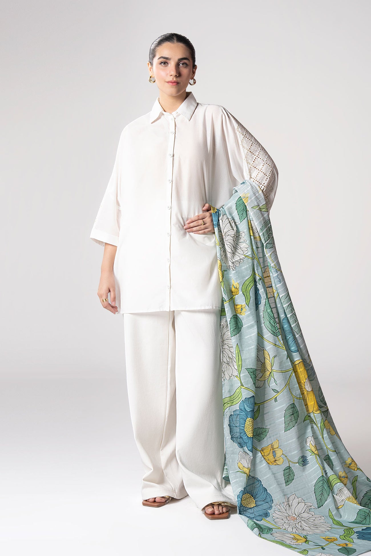Printed Textured Voile Dupatta