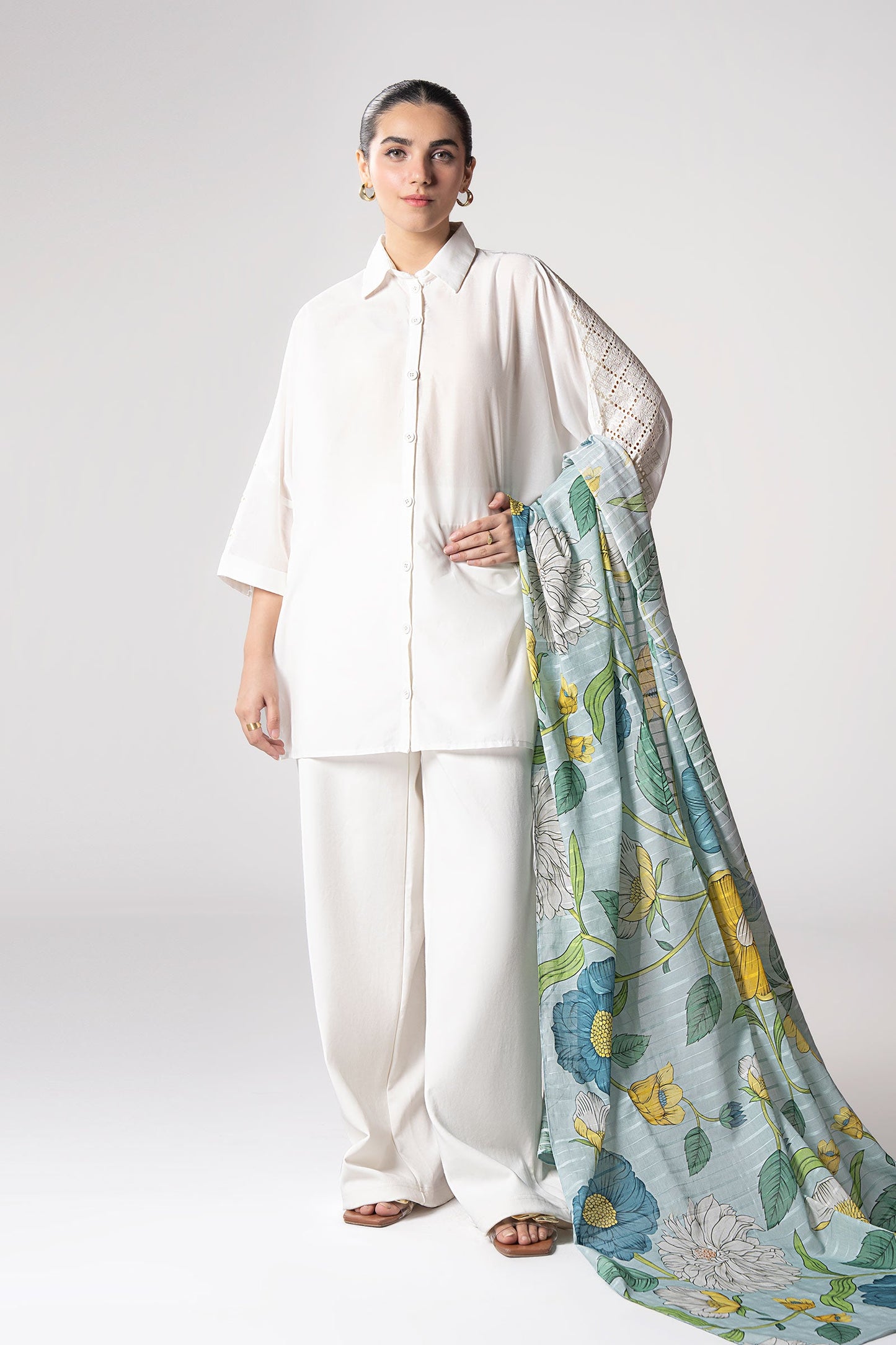 Printed Textured Voile Dupatta