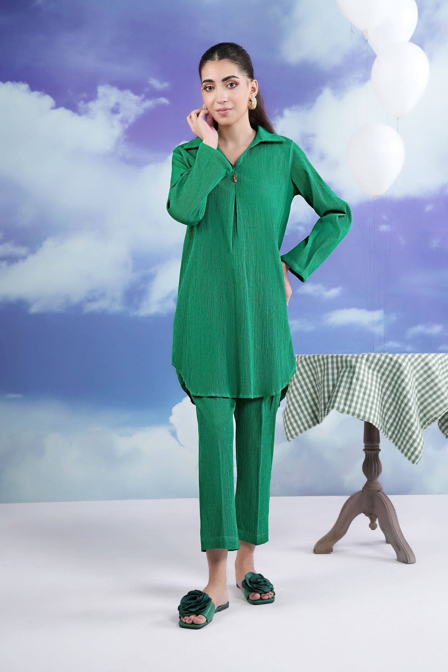 2 Pc Dyed Seersucker Suit