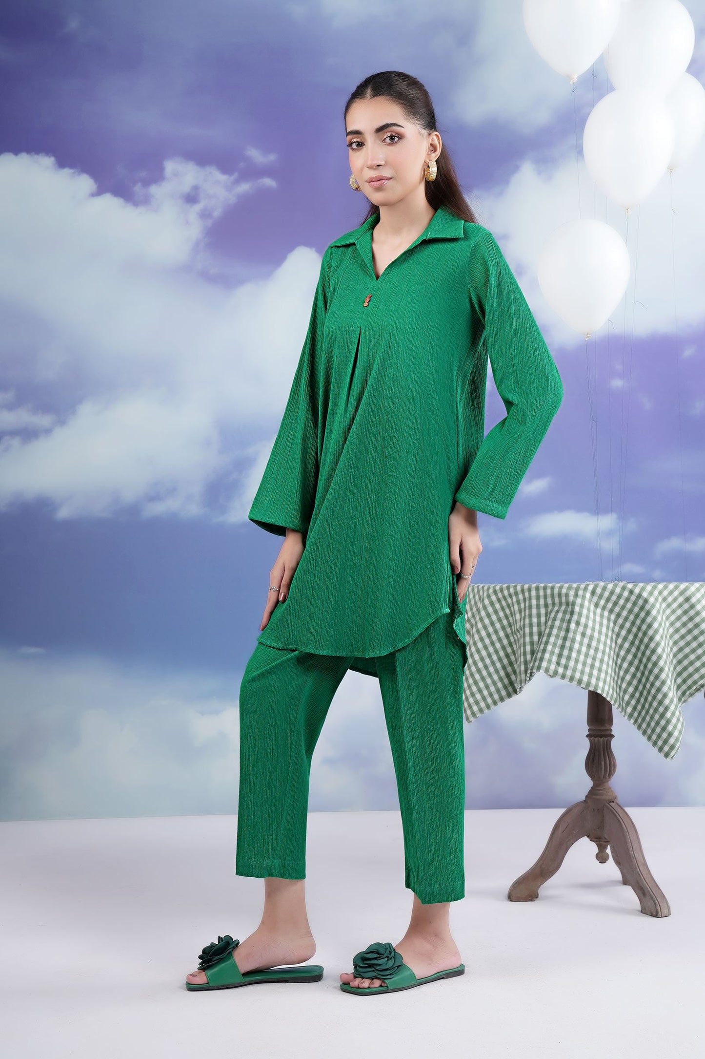 2 Pc Dyed Seersucker Suit