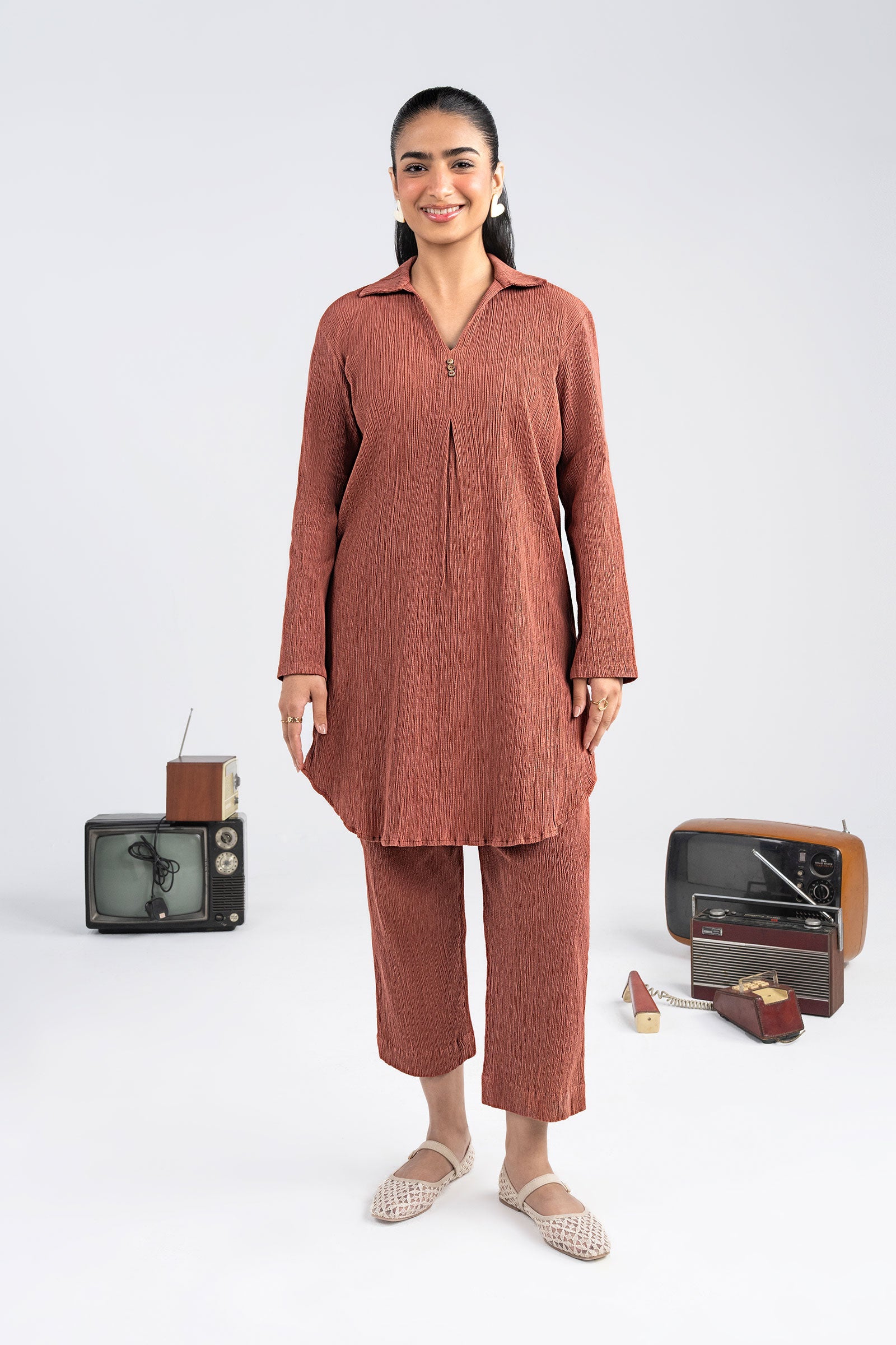 2 Pc Dyed Seersucker Suit