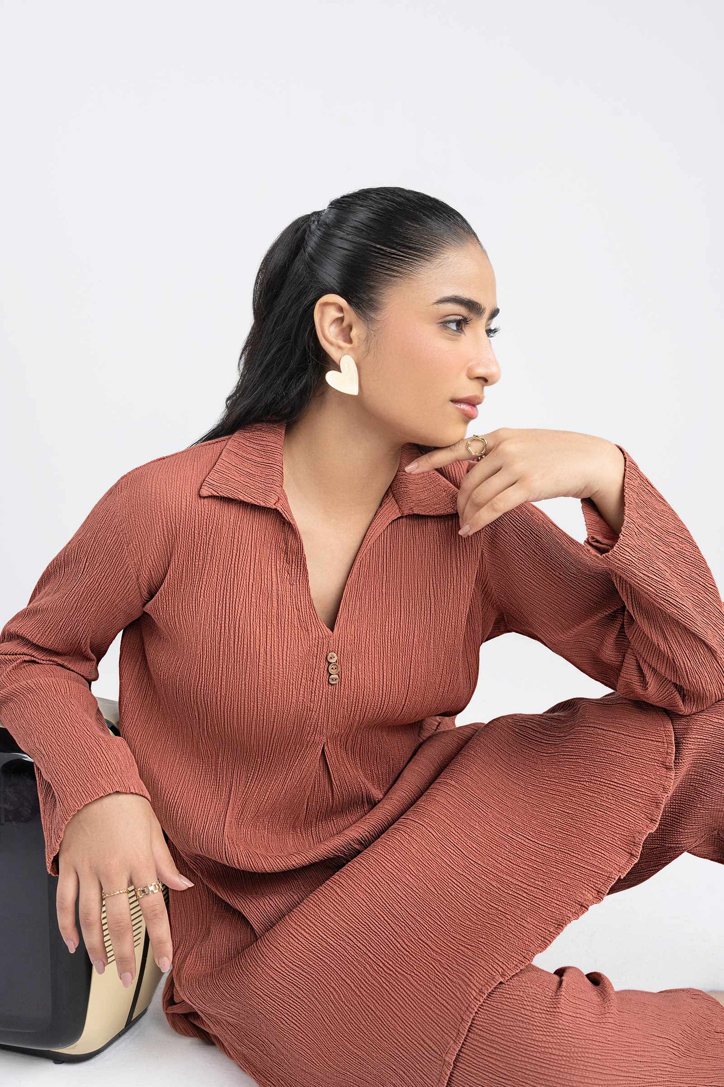 2 Pc Dyed Seersucker Suit