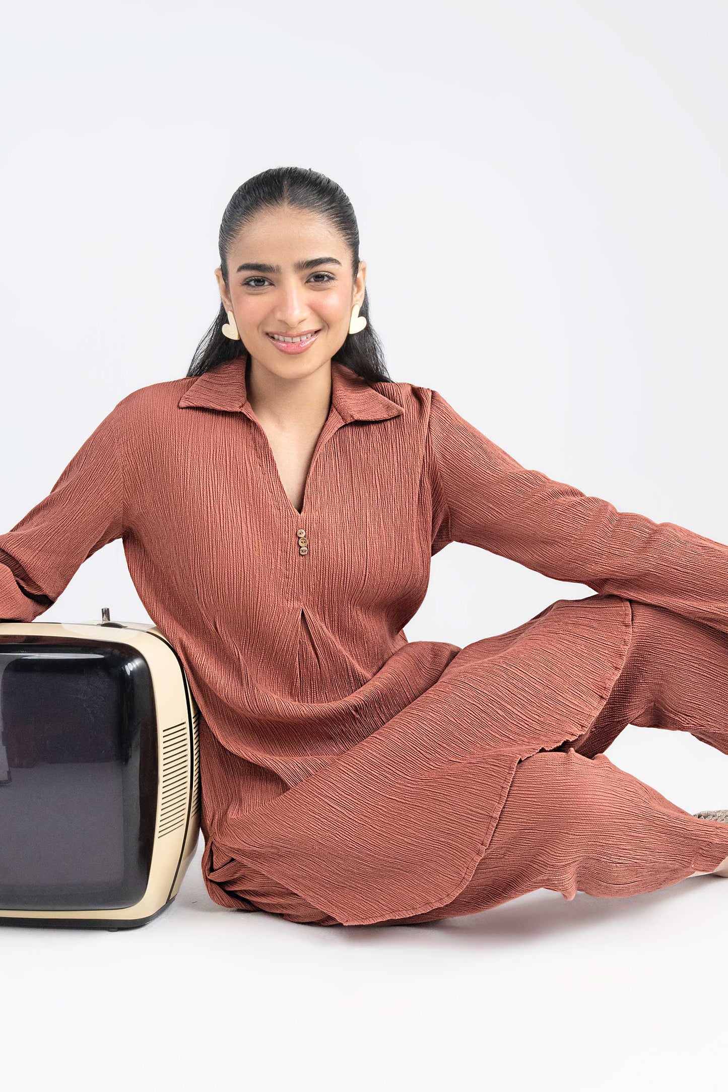 2 Pc Dyed Seersucker Suit