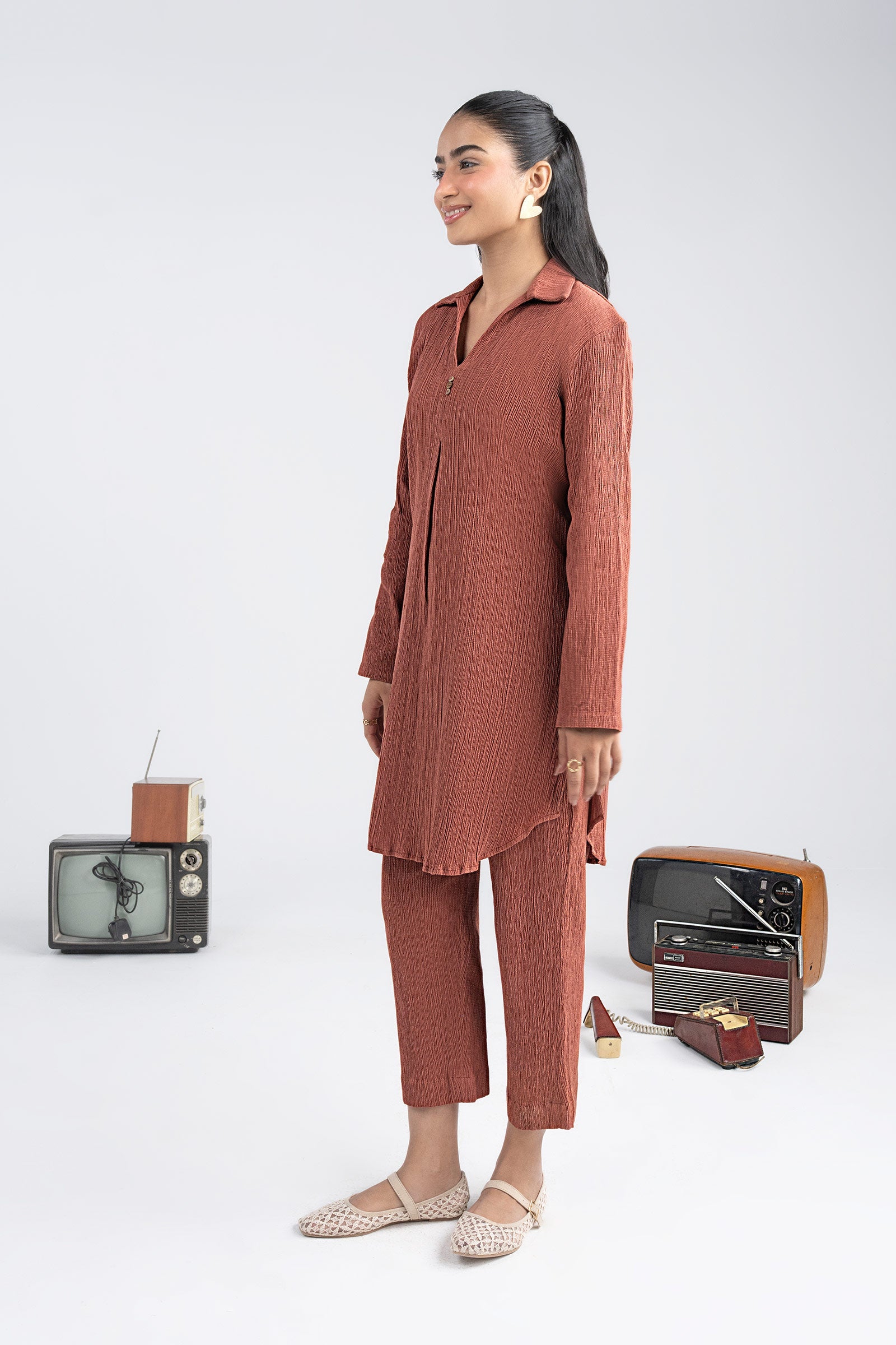 2 Pc Dyed Seersucker Suit