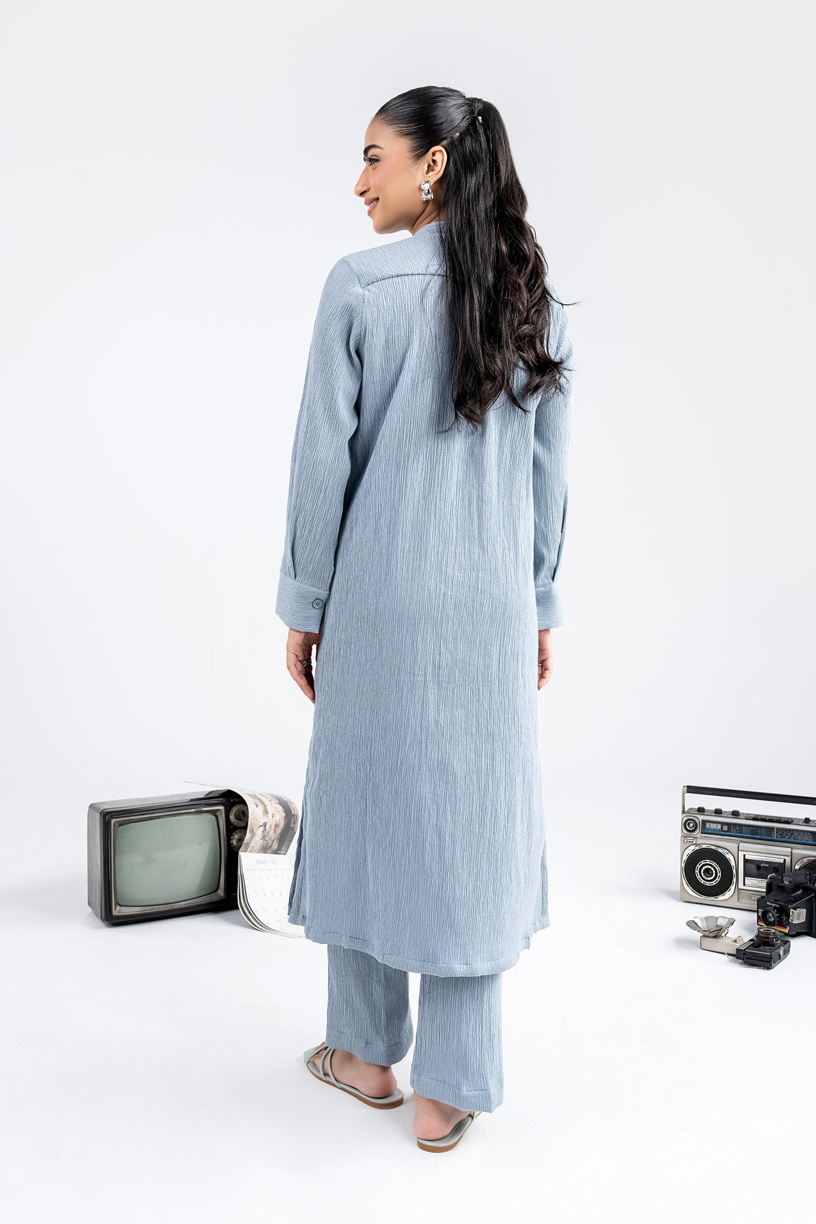 2 Pc Dyed Seersucker Suit