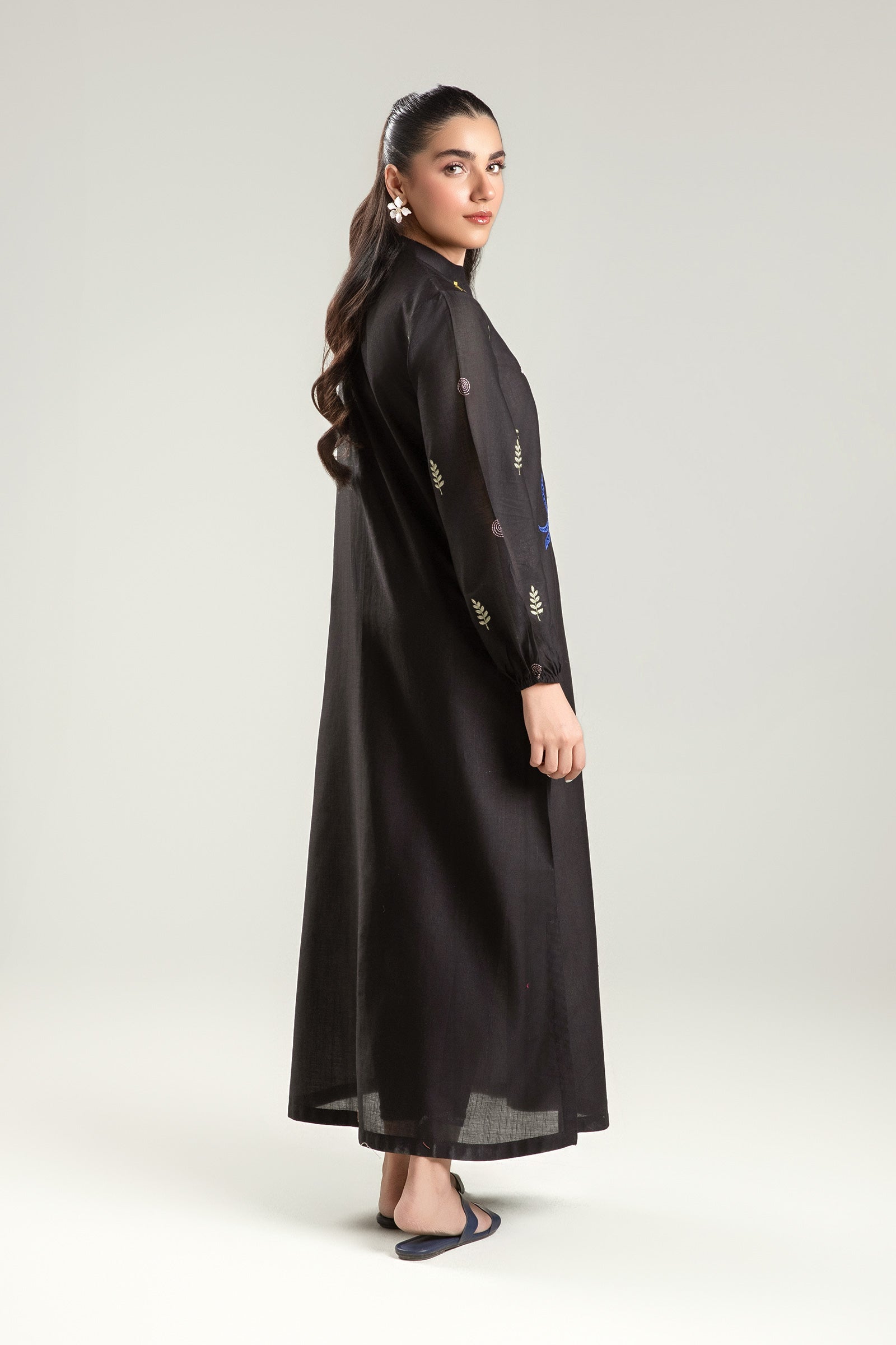 Embroidered Slub Lawn Tunic