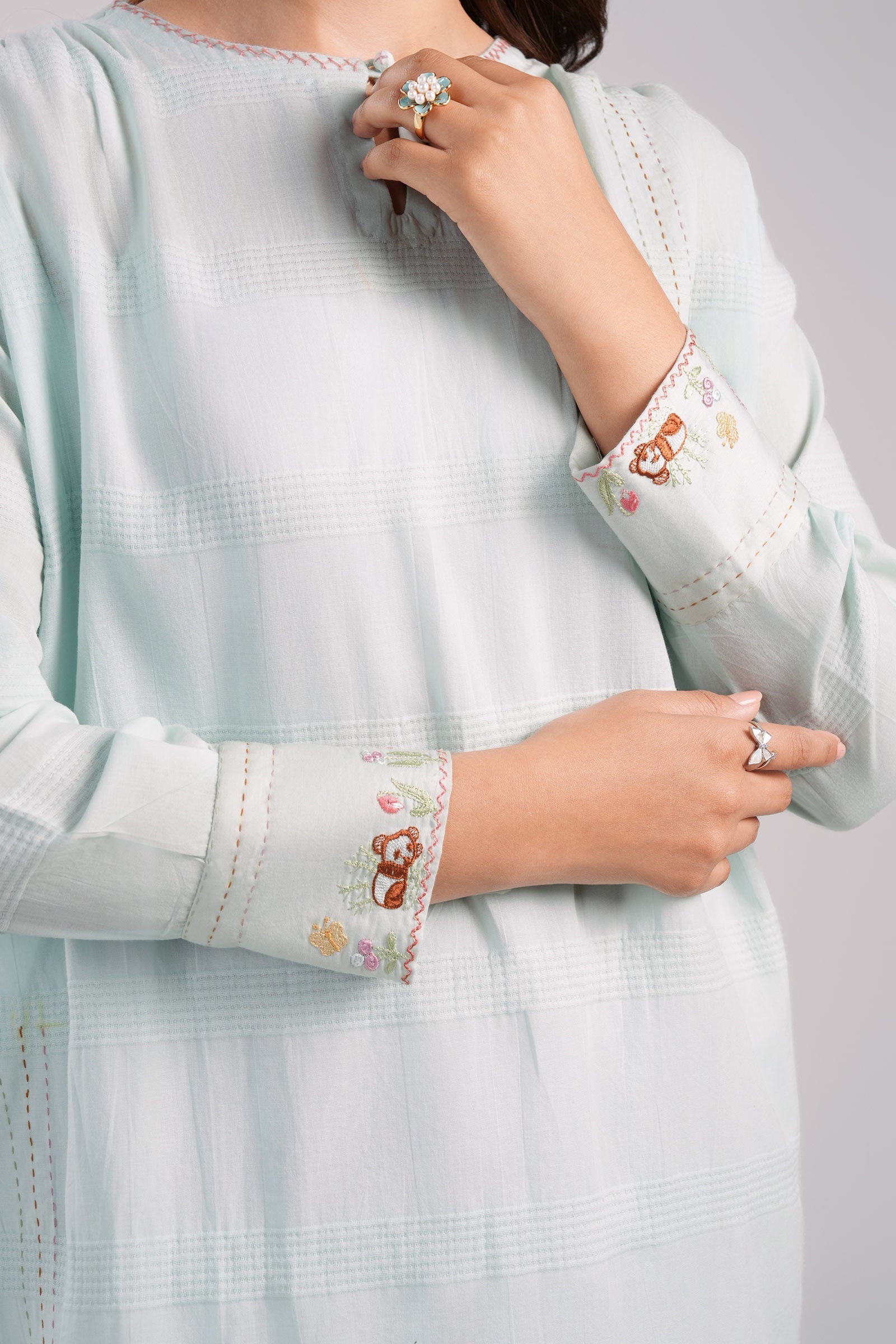 Embroidered Textured Tunic