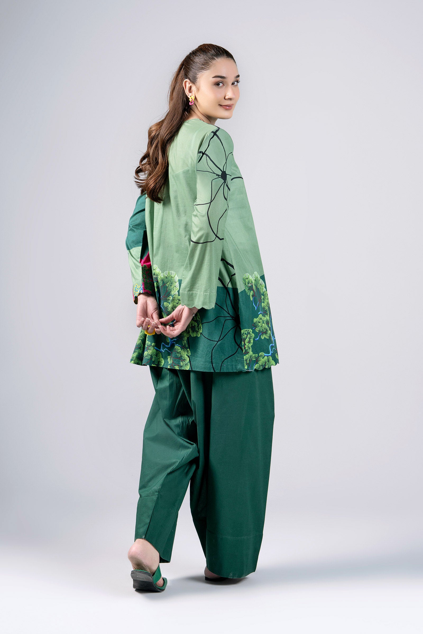 2 Pc Printed Slub Lawn Suit