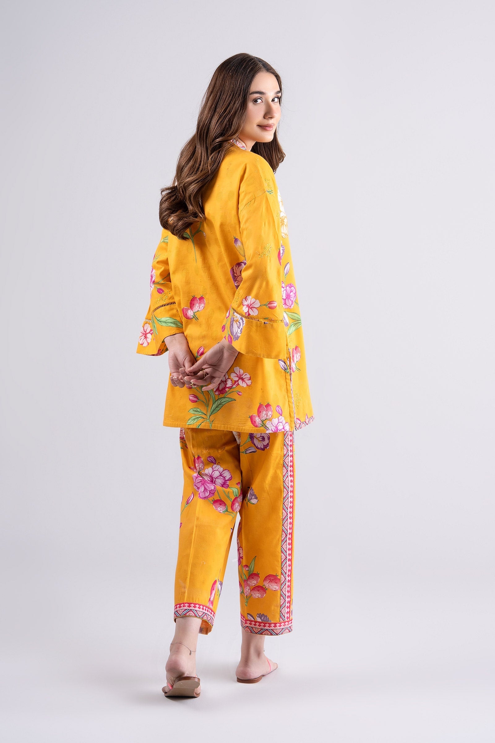 2 Pc Printed Textured Cotton Suit
