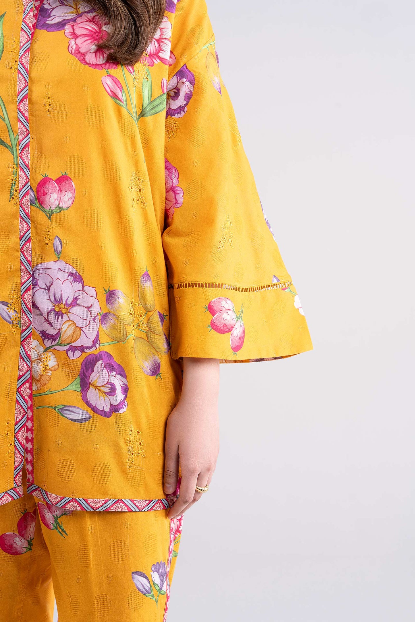 2 Pc Printed Textured Cotton Suit