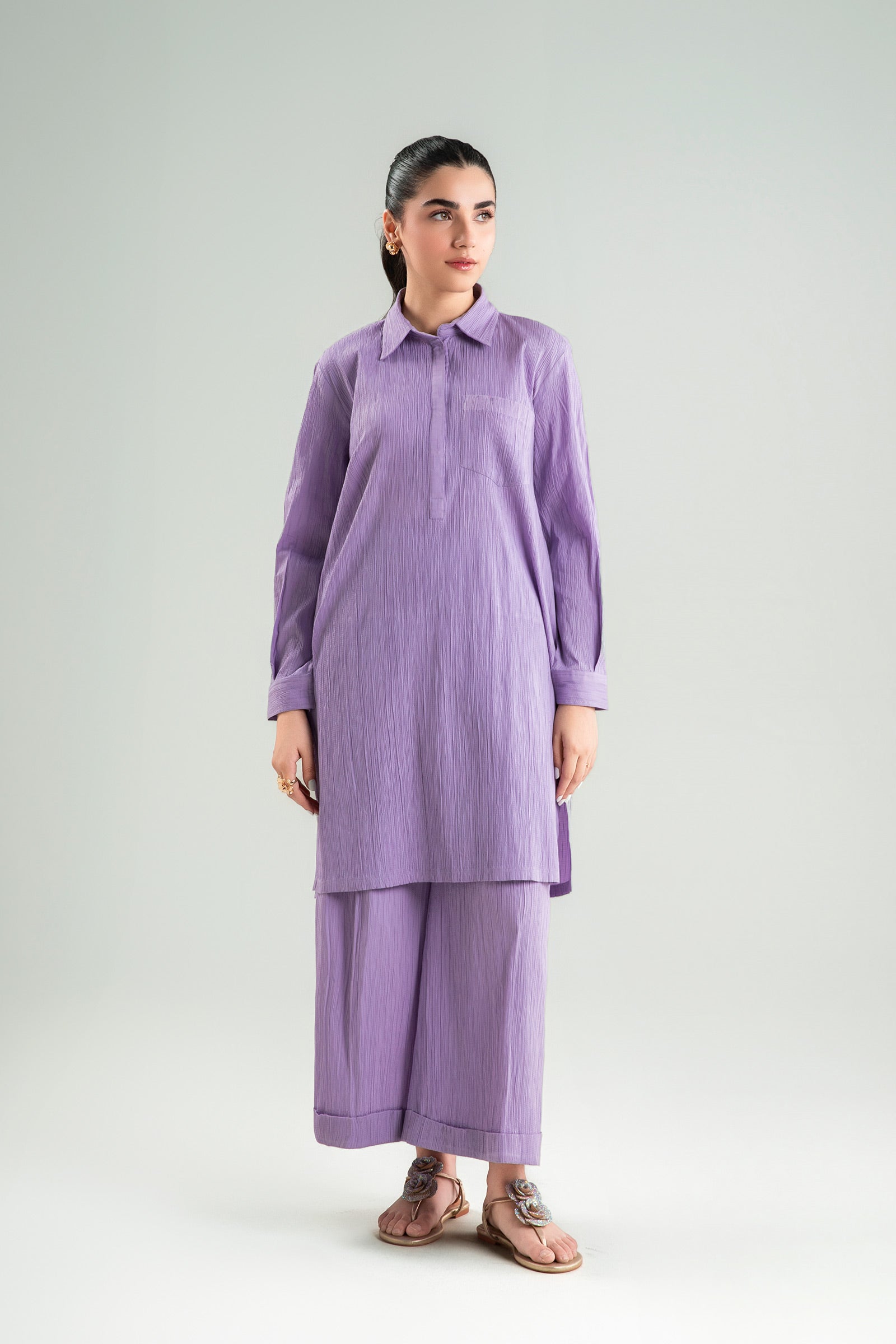 2 Pc Dyed Seersucker Suit