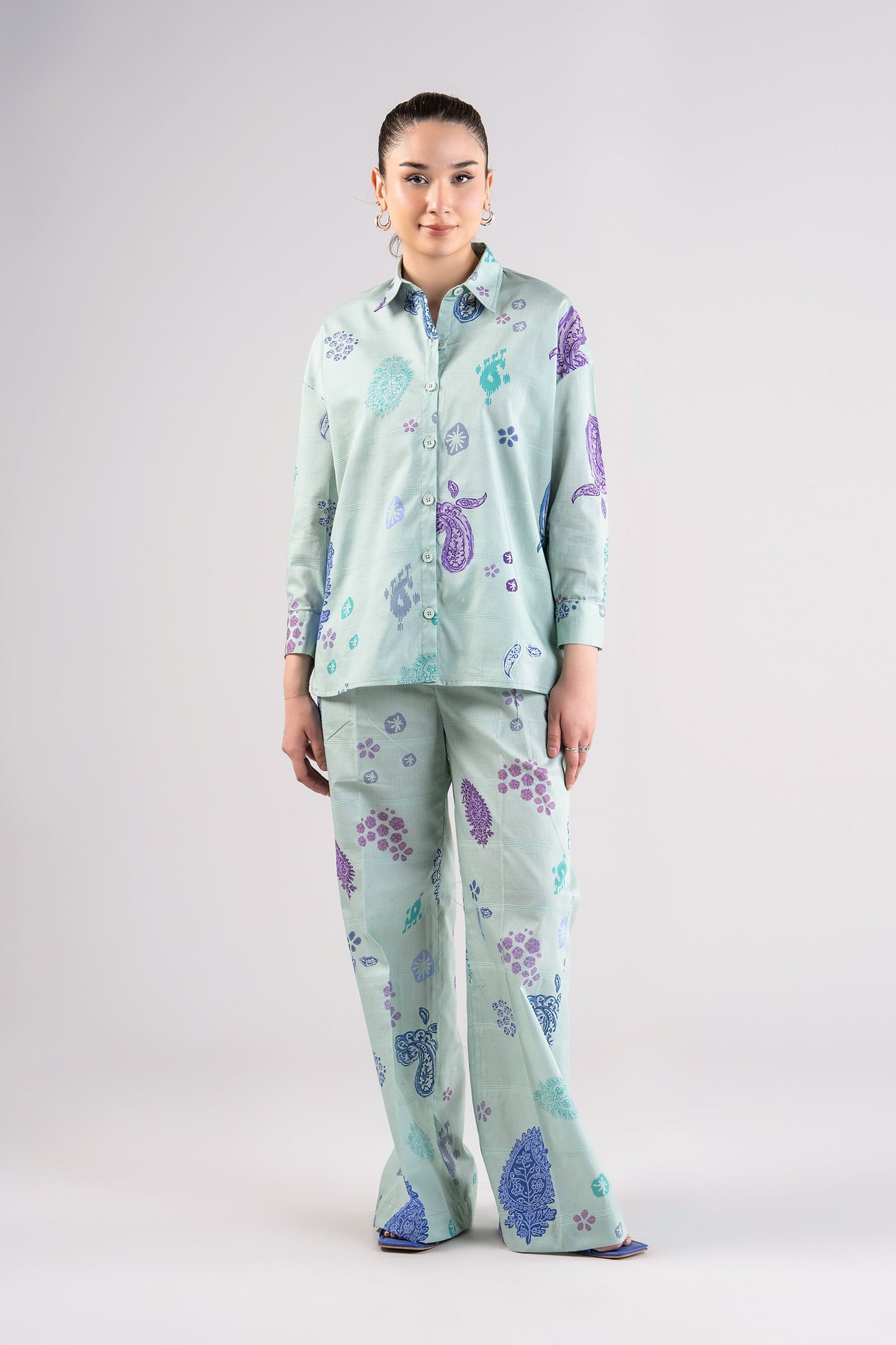 2 Pc Printed Textured Cotton Suit