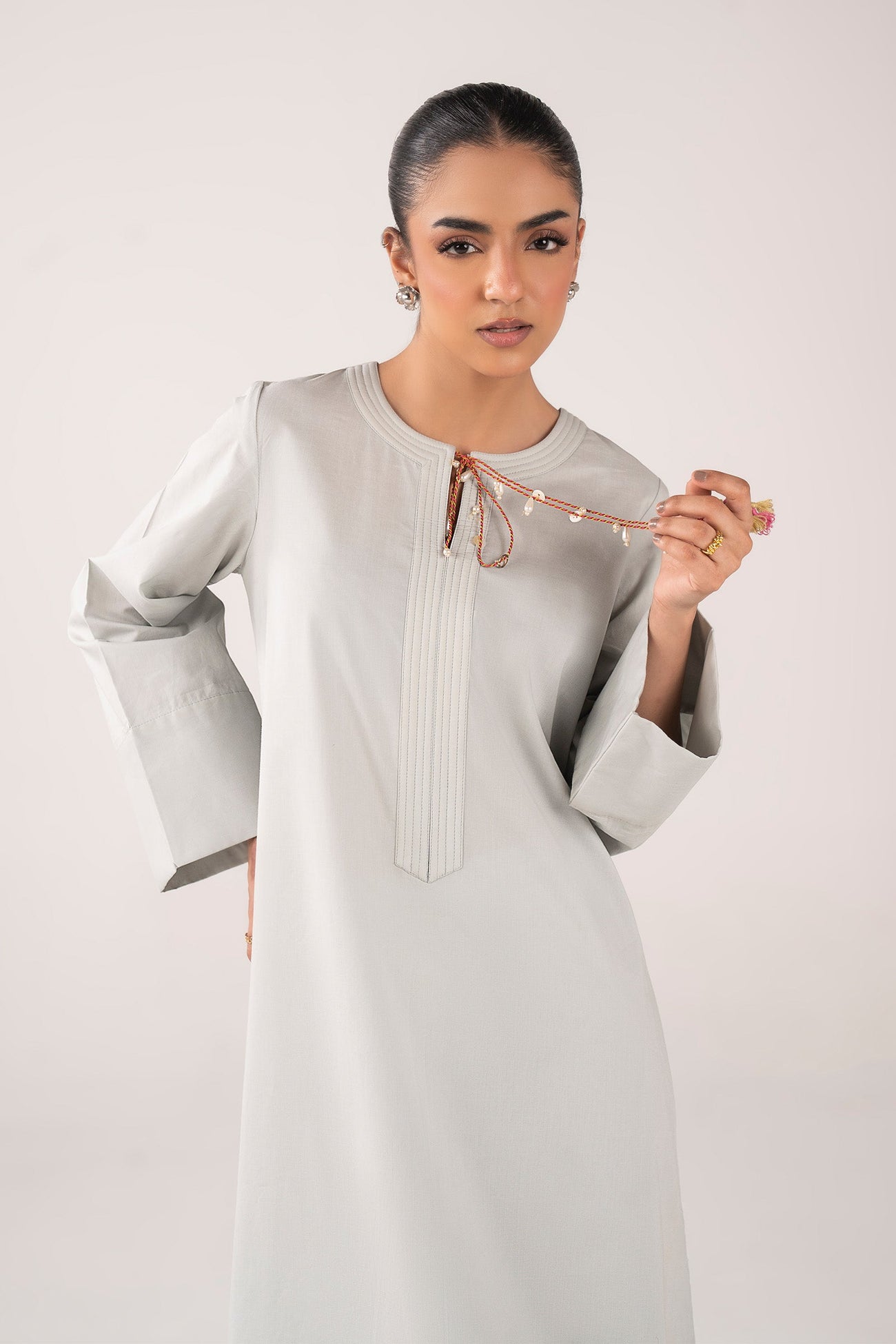 2 Pc Dyed Slub Lawn Suit