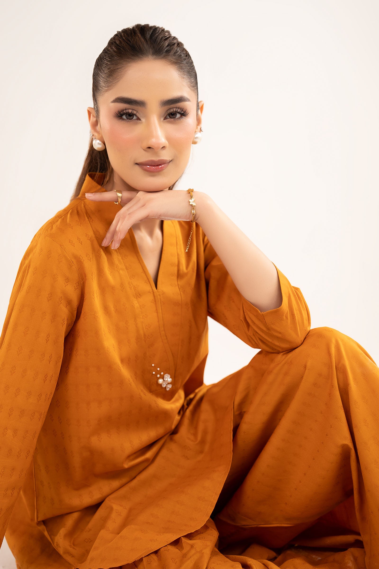 2 Pc Dyed Dobby Cotton Suit