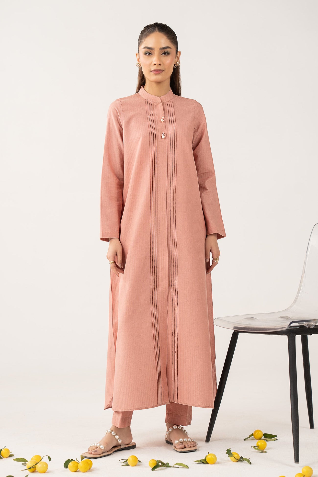 2 Pc Dyed Pinstripe Cotton Suit