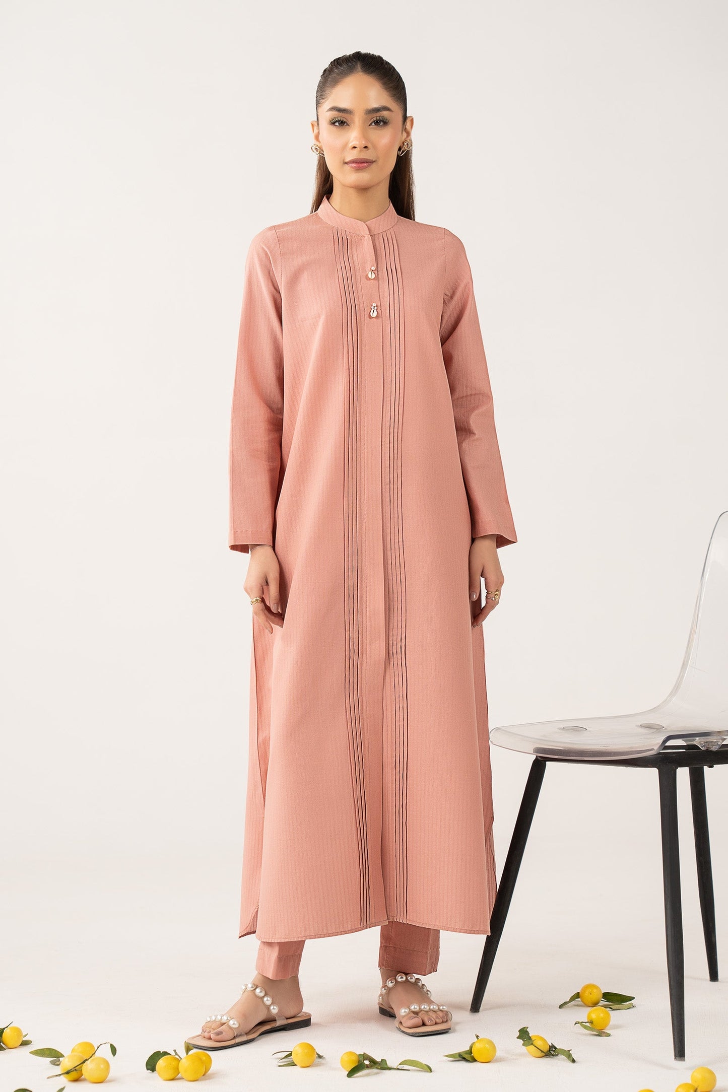 2 Pc Dyed Pinstripe Cotton Suit