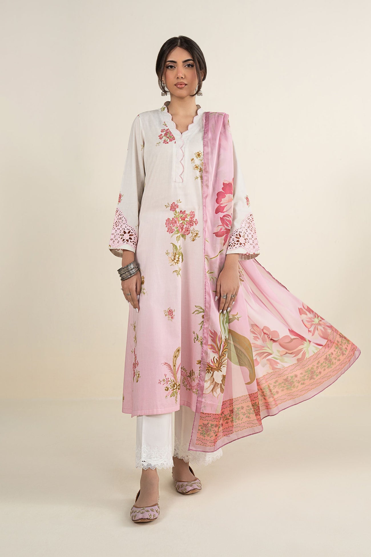2 Pc Embroidered Dobby Suit