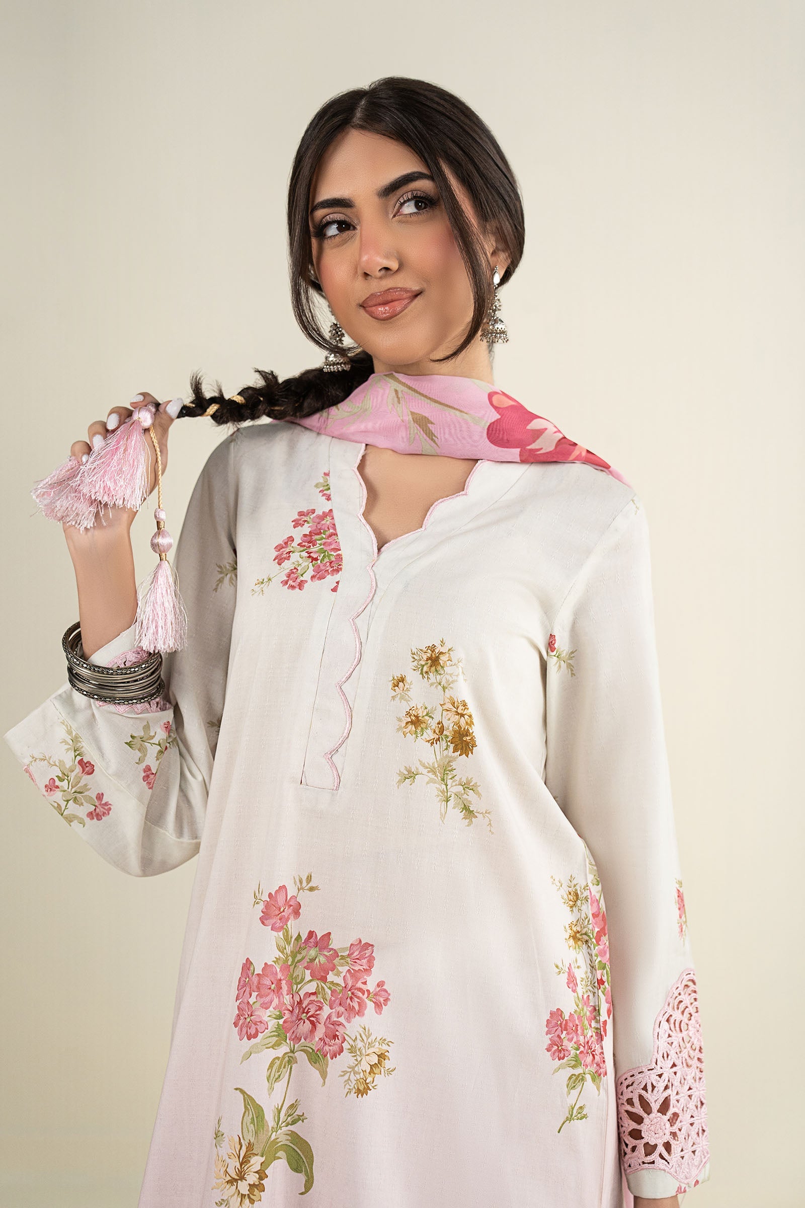 2 Pc Embroidered Dobby Suit