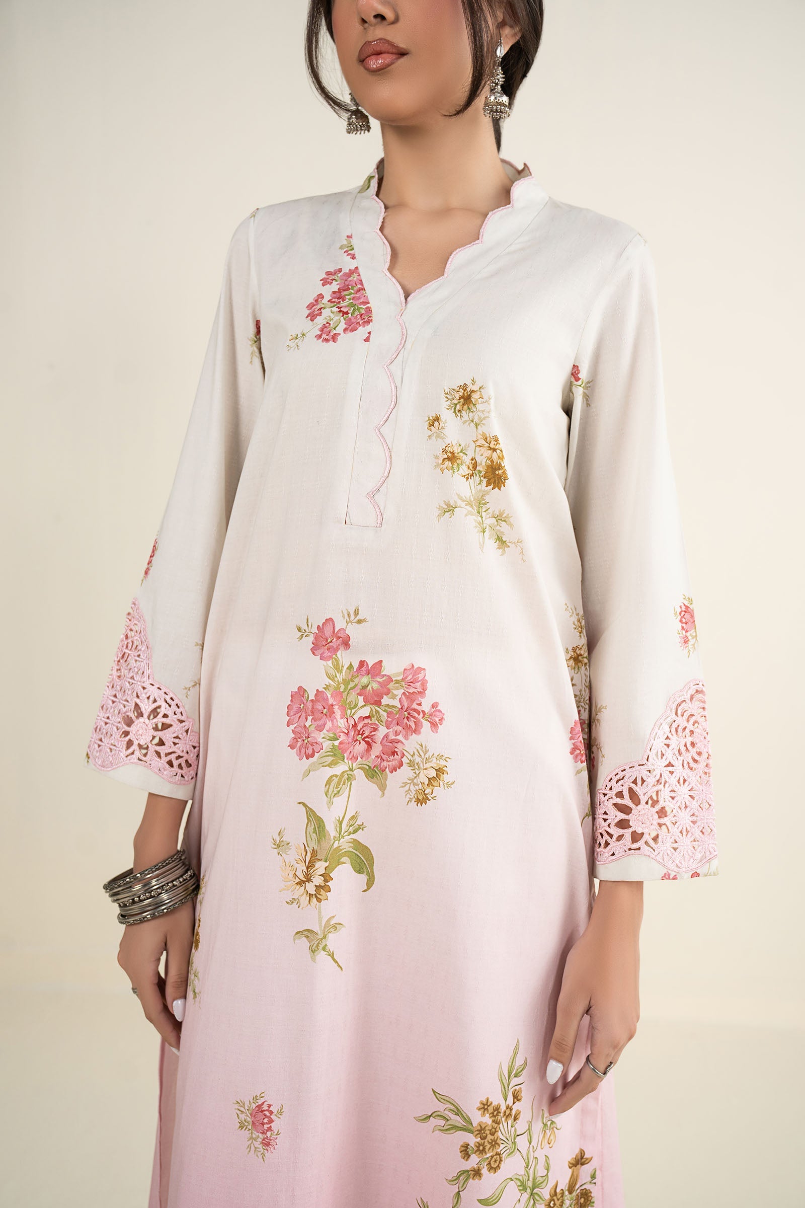 2 Pc Embroidered Dobby Suit