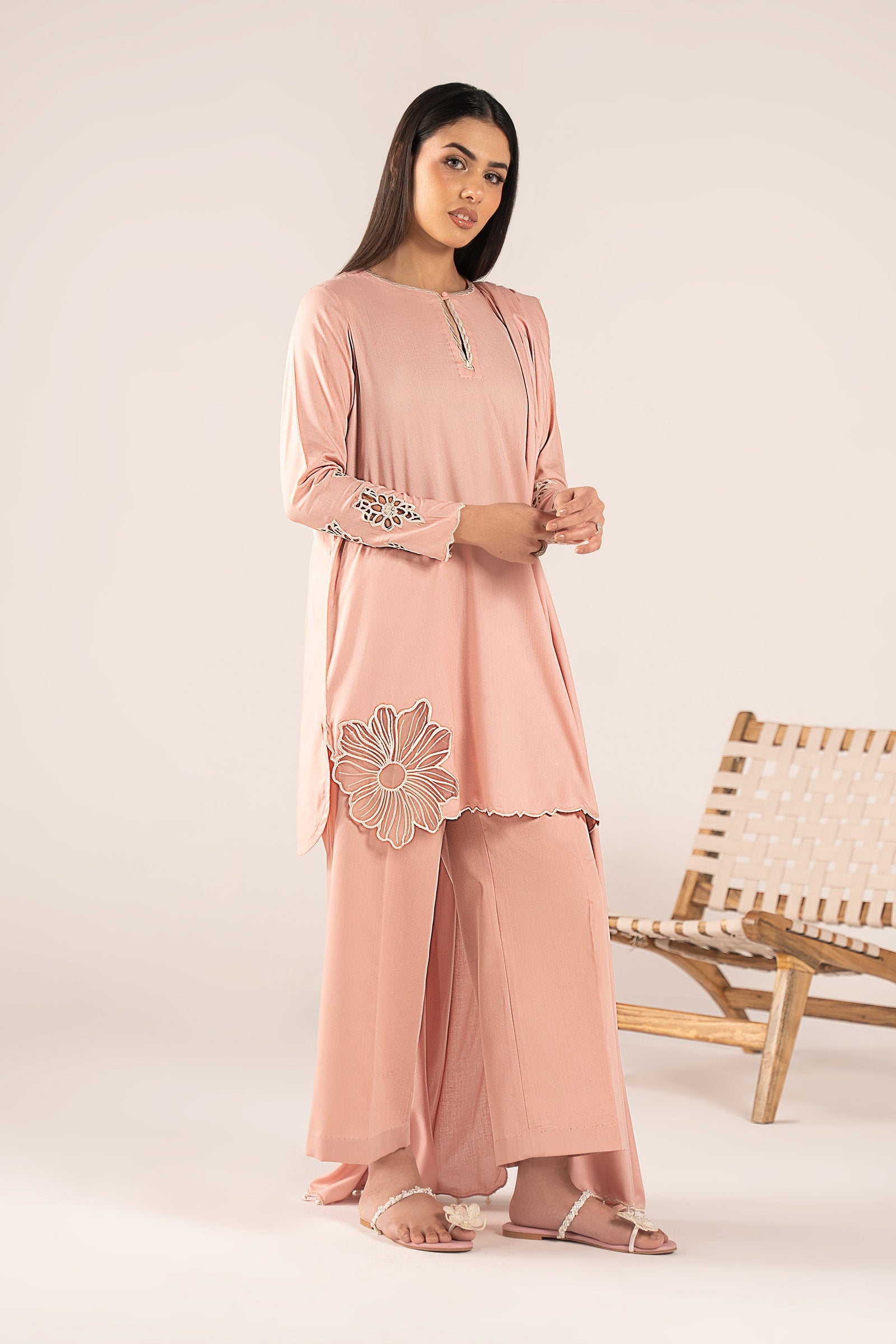 2 Pc Embroidered Arabic Lawn Suit