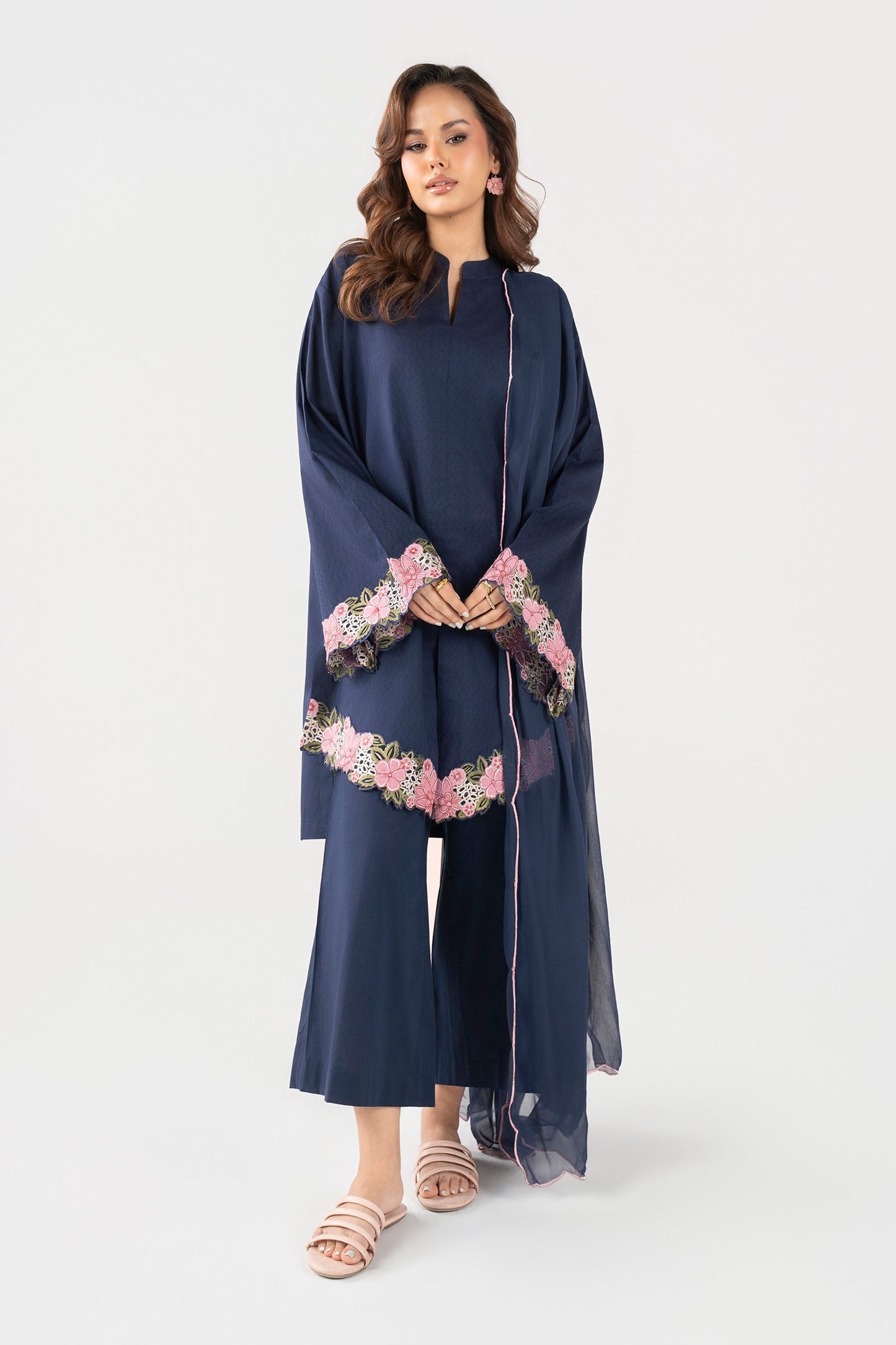 2 Pc Embroidered Dobby Cotton Suit