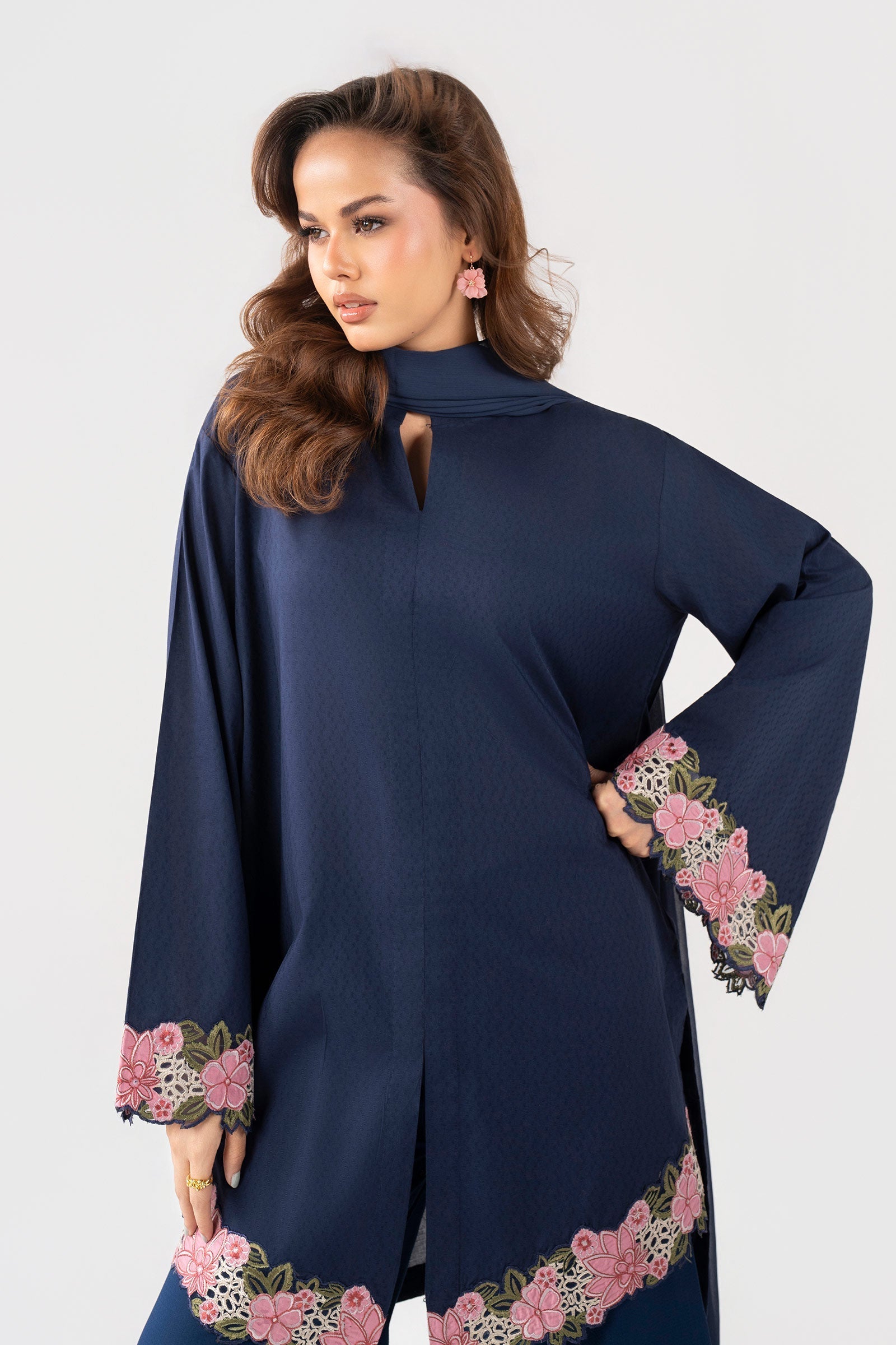 2 Pc Embroidered Dobby Cotton Suit