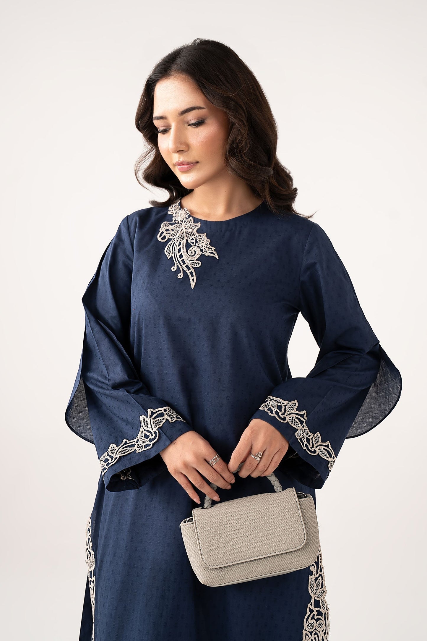 2 Pc Embroidered Dobby Cotton Suit